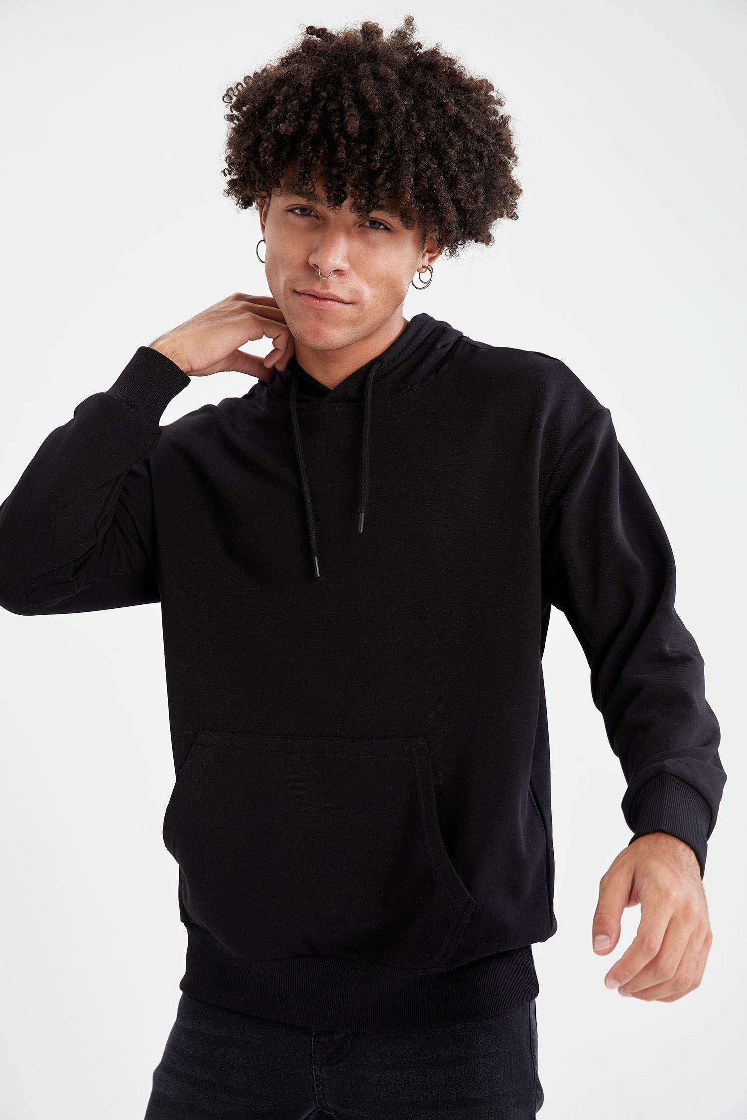 Oversize Fit Kapüşonlu Basic Pamuklu İçi Yumuşak Tüylü Sweatshirt
