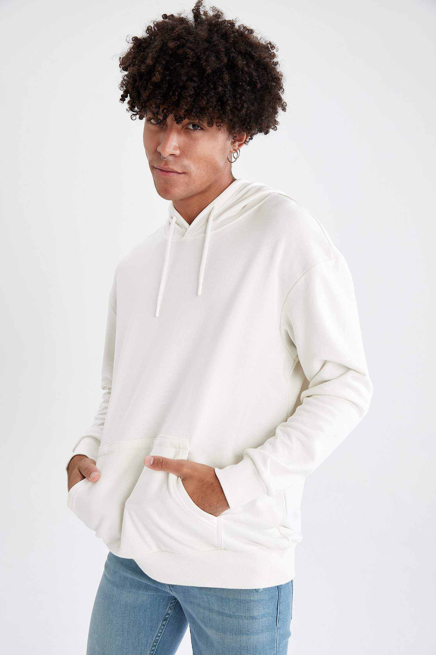 Oversize Fit Kapüşonlu Basic Pamuklu İçi Yumuşak Tüylü Sweatshirt