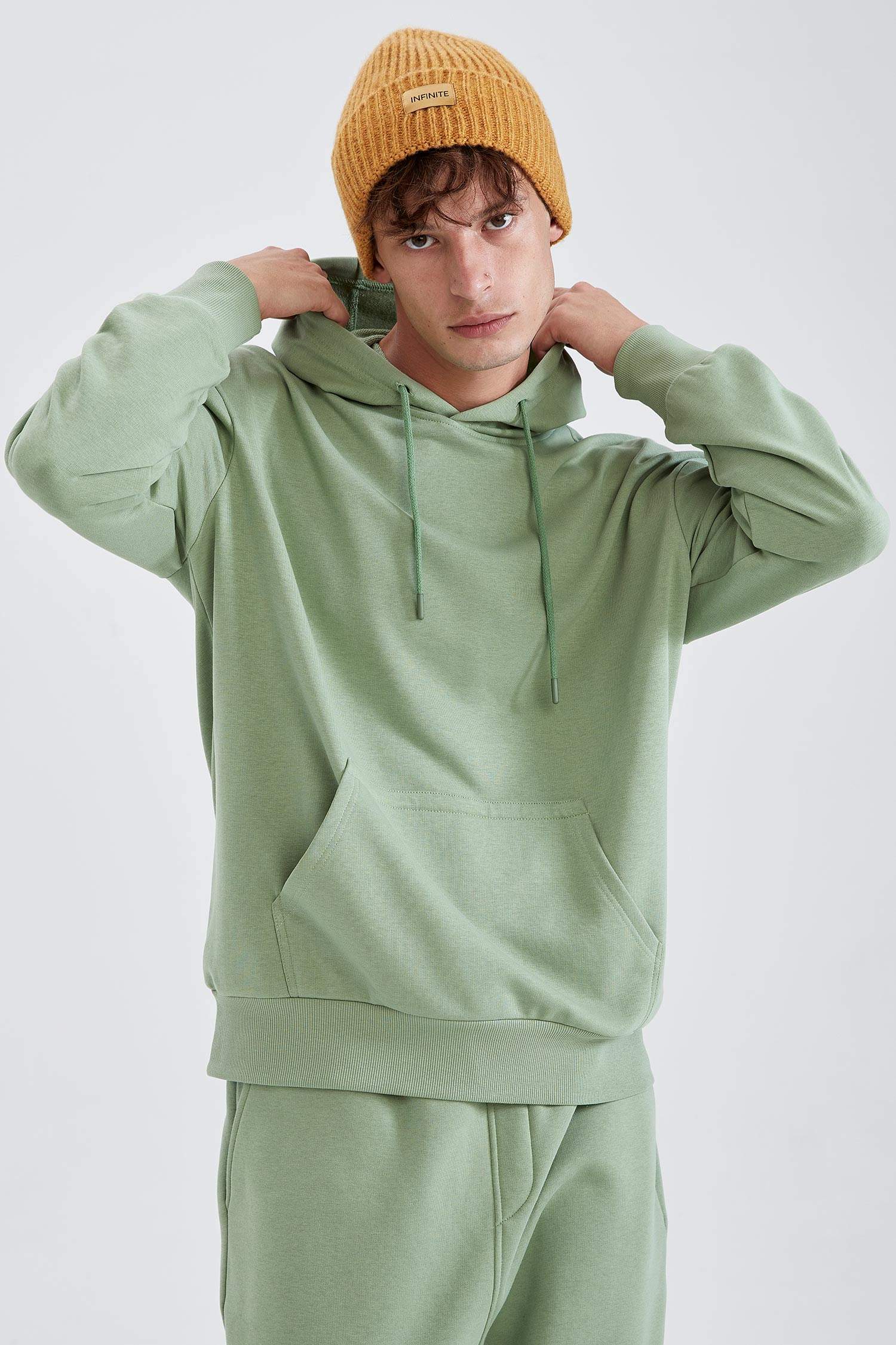 Oversize Fit Kapüşonlu Basic Pamuklu İçi Yumuşak Tüylü Sweatshirt