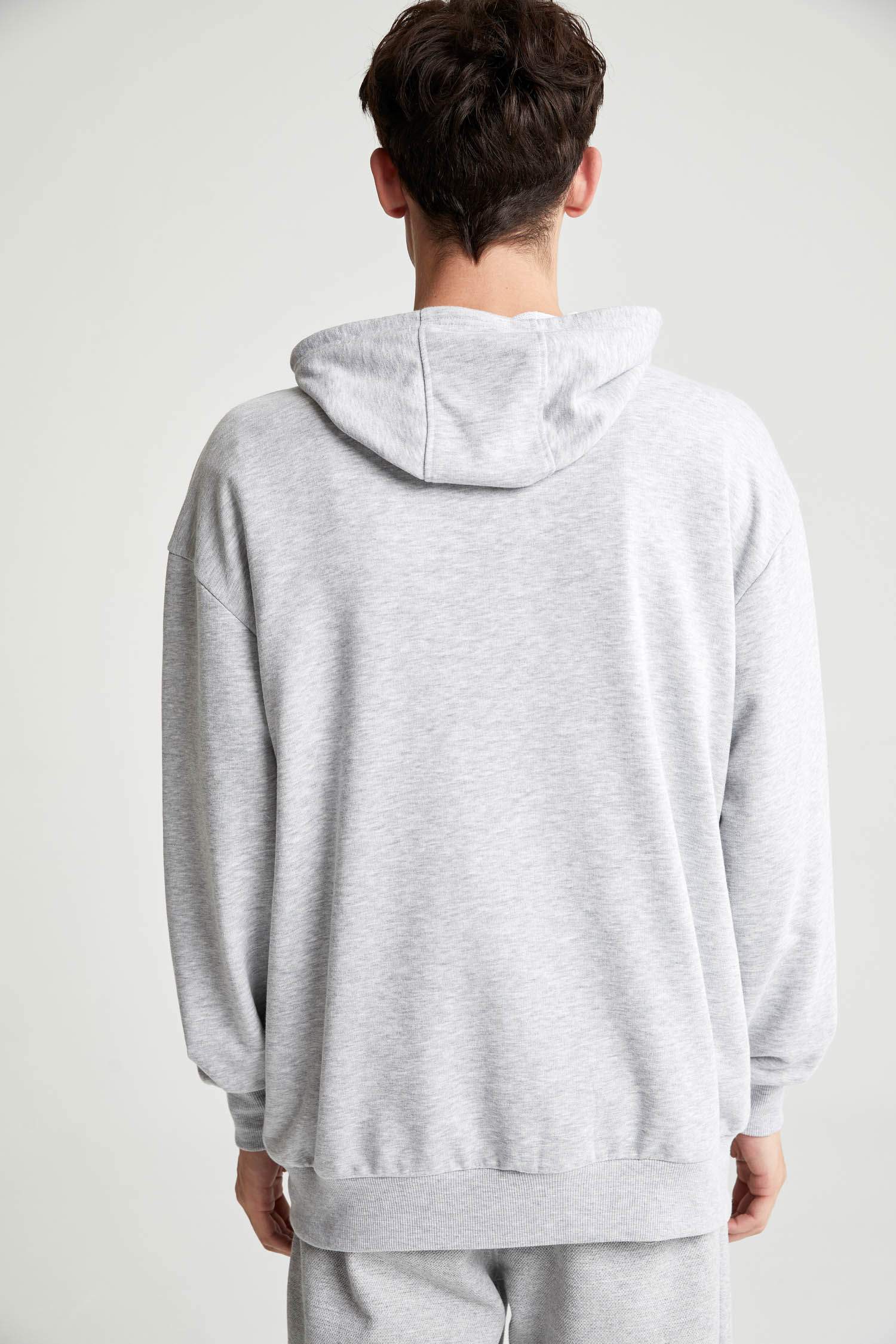 Oversize Fit Kapüşonlu Basic Pamuklu İçi Yumuşak Tüylü Sweatshirt