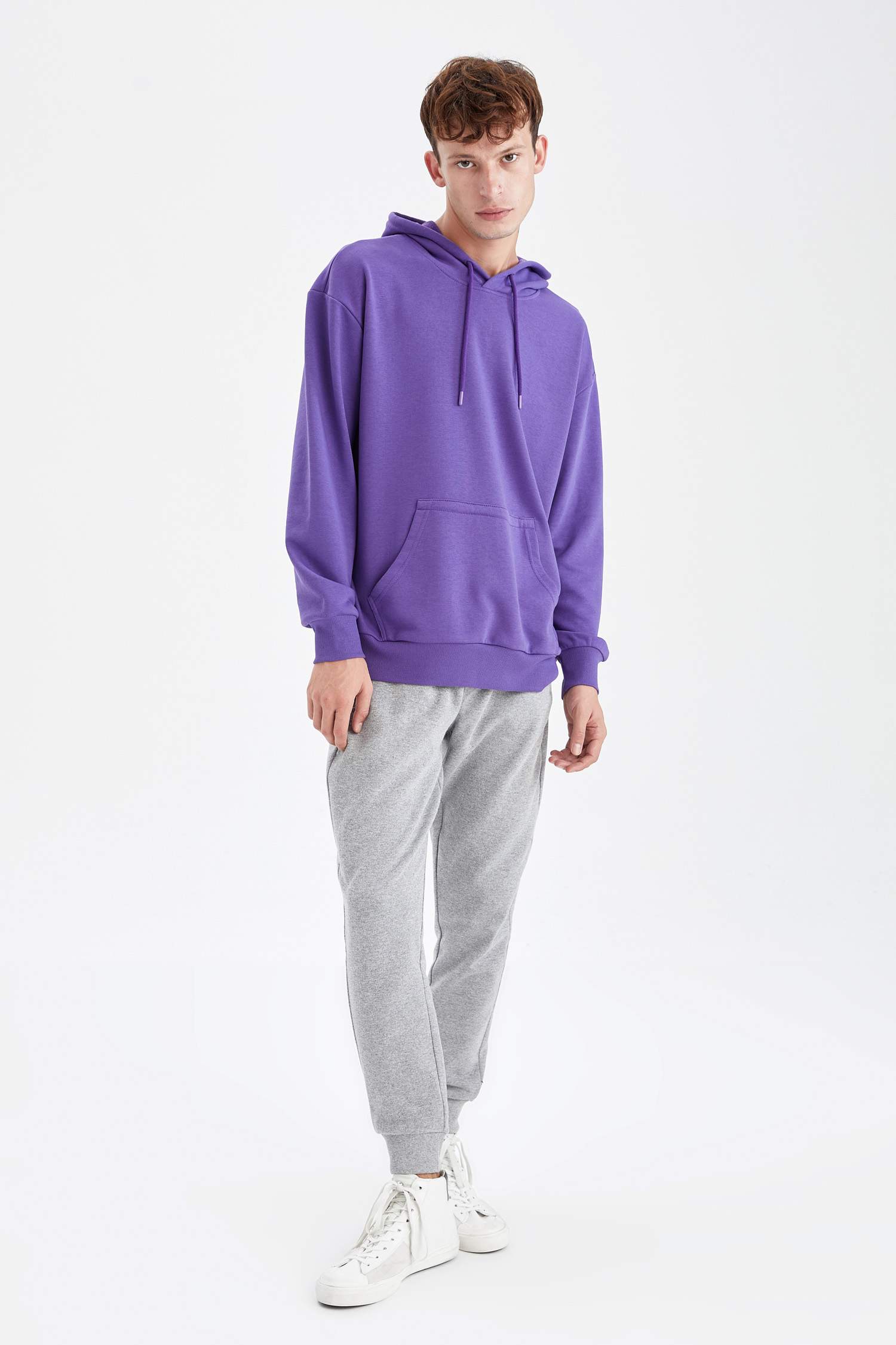Oversize Fit Kapüşonlu Basic Pamuklu İçi Yumuşak Tüylü Sweatshirt