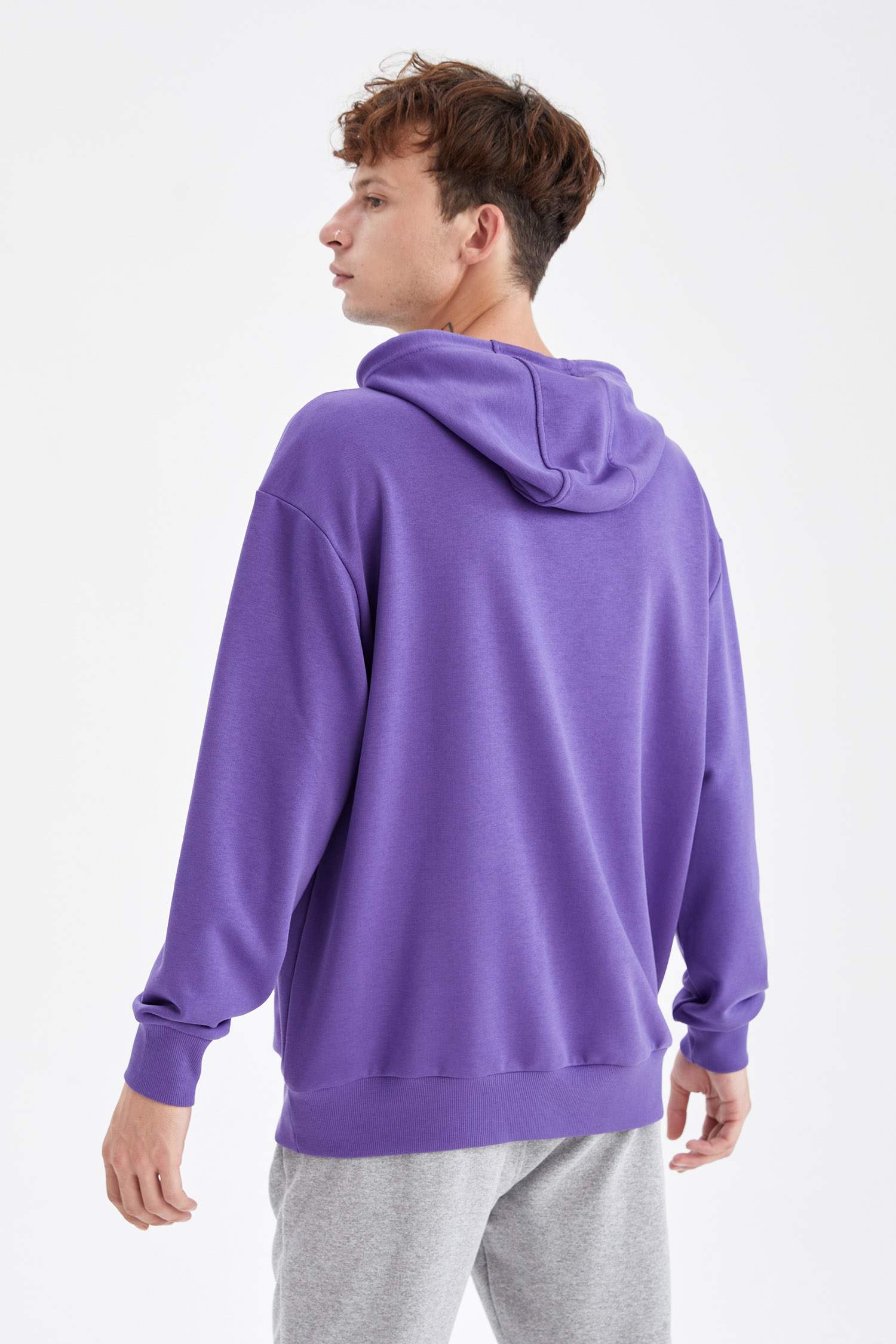 Oversize Fit Kapüşonlu Basic Pamuklu İçi Yumuşak Tüylü Sweatshirt