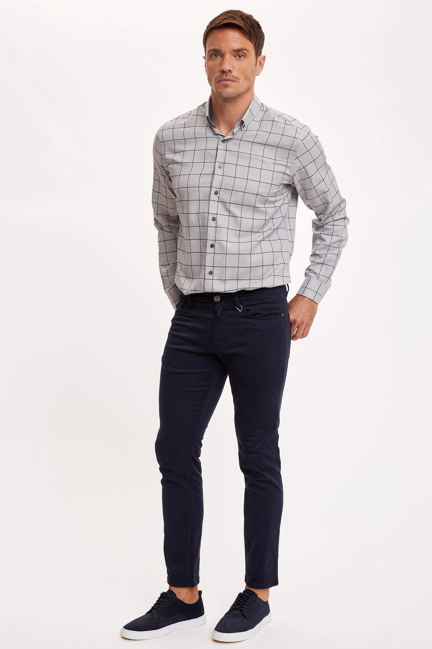 Ekose Modern Fit Uzun Kollu Gömlek