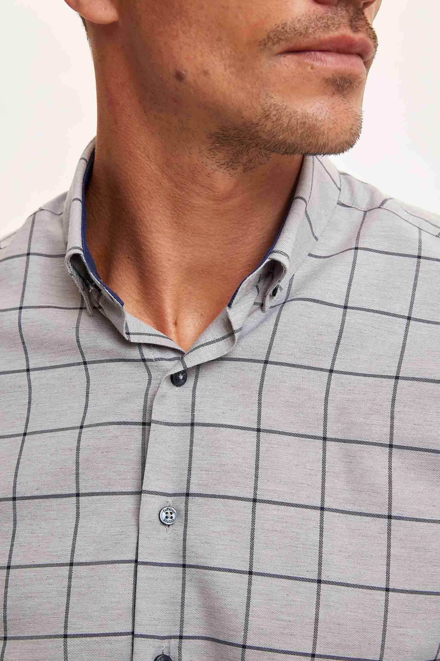 Ekose Modern Fit Uzun Kollu Gömlek