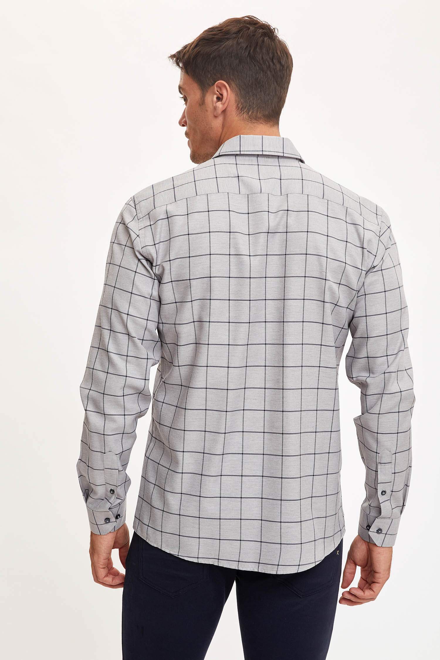 Ekose Modern Fit Uzun Kollu Gömlek