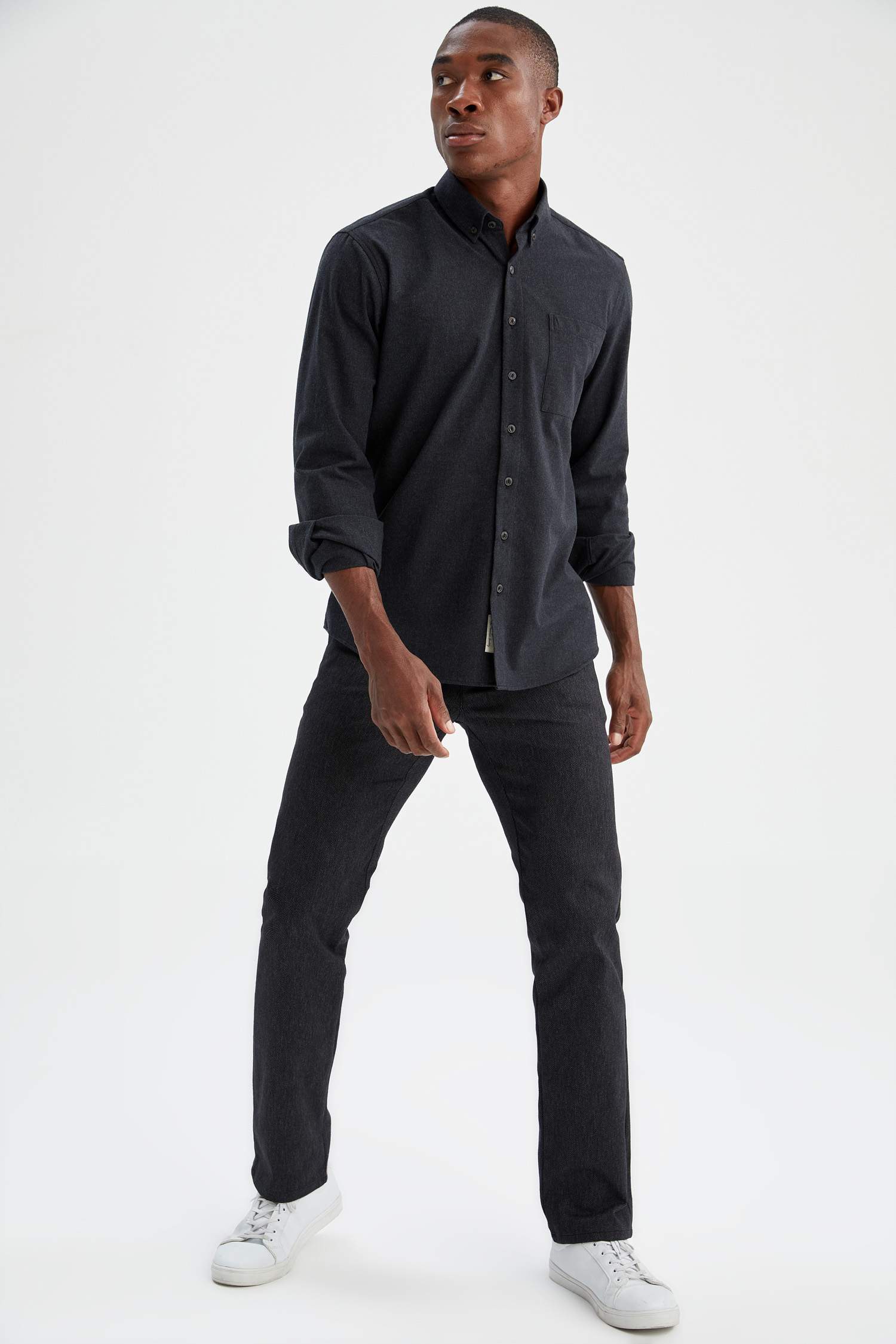 Modern Fit Basic Uzun Kollu Oduncu Gömlek