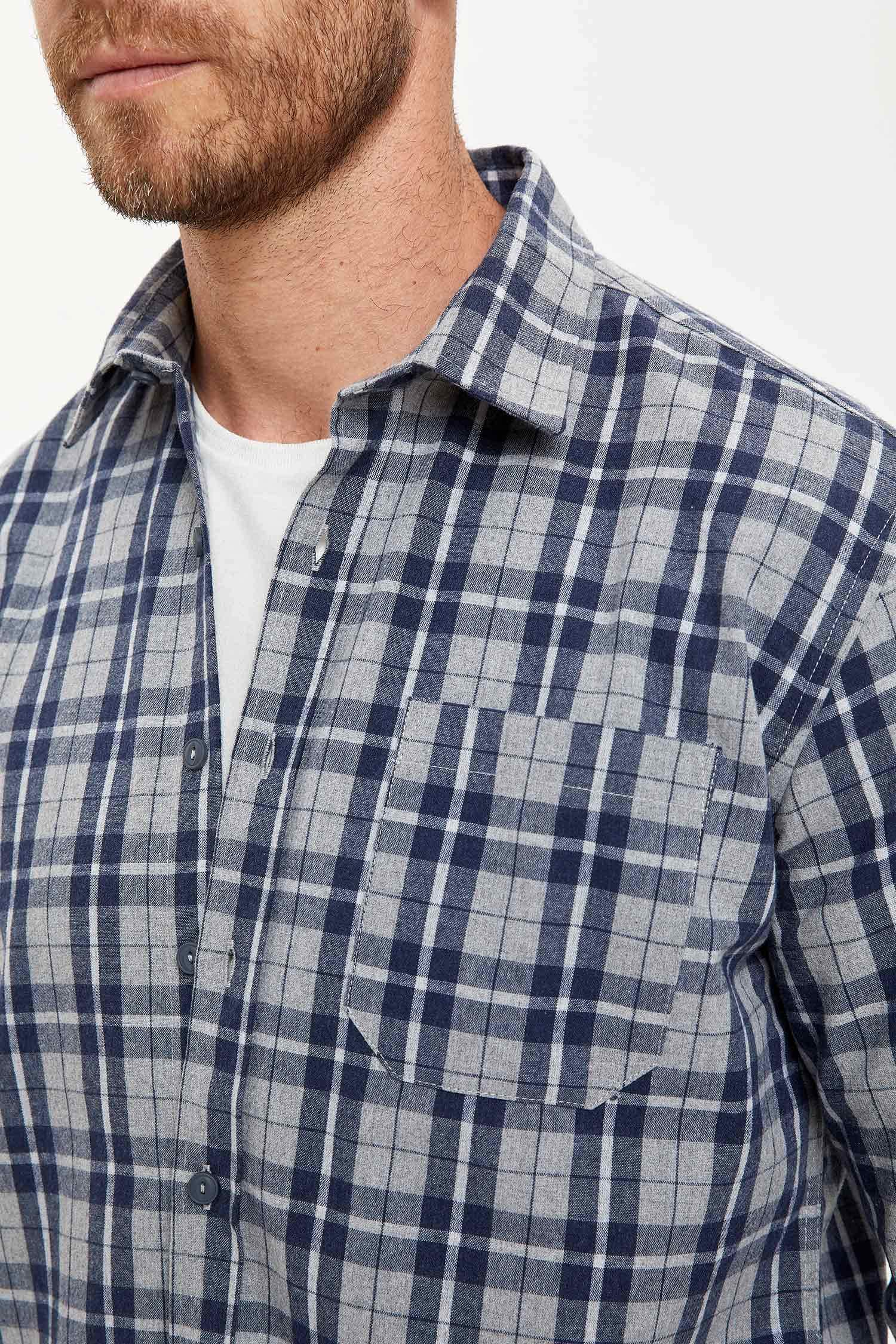 Modern Fit Ekose Desenli Uzun Kollu Oduncu Gömlek