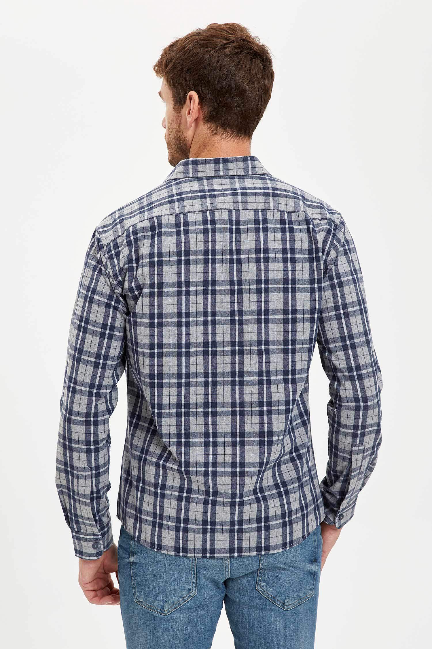 Modern Fit Ekose Desenli Uzun Kollu Oduncu Gömlek