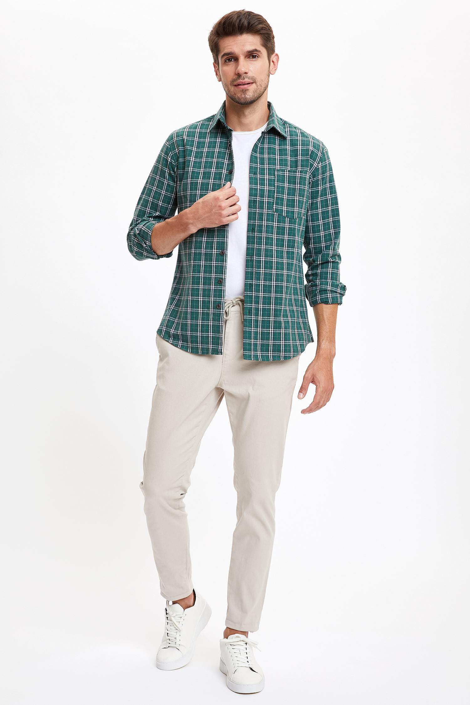 Modern Fit Ekose Desenli Uzun Kollu Oduncu Gömlek
