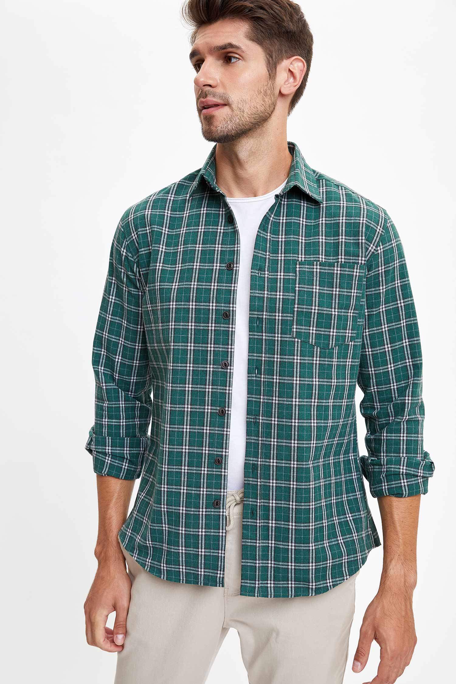 Modern Fit Ekose Desenli Uzun Kollu Oduncu Gömlek