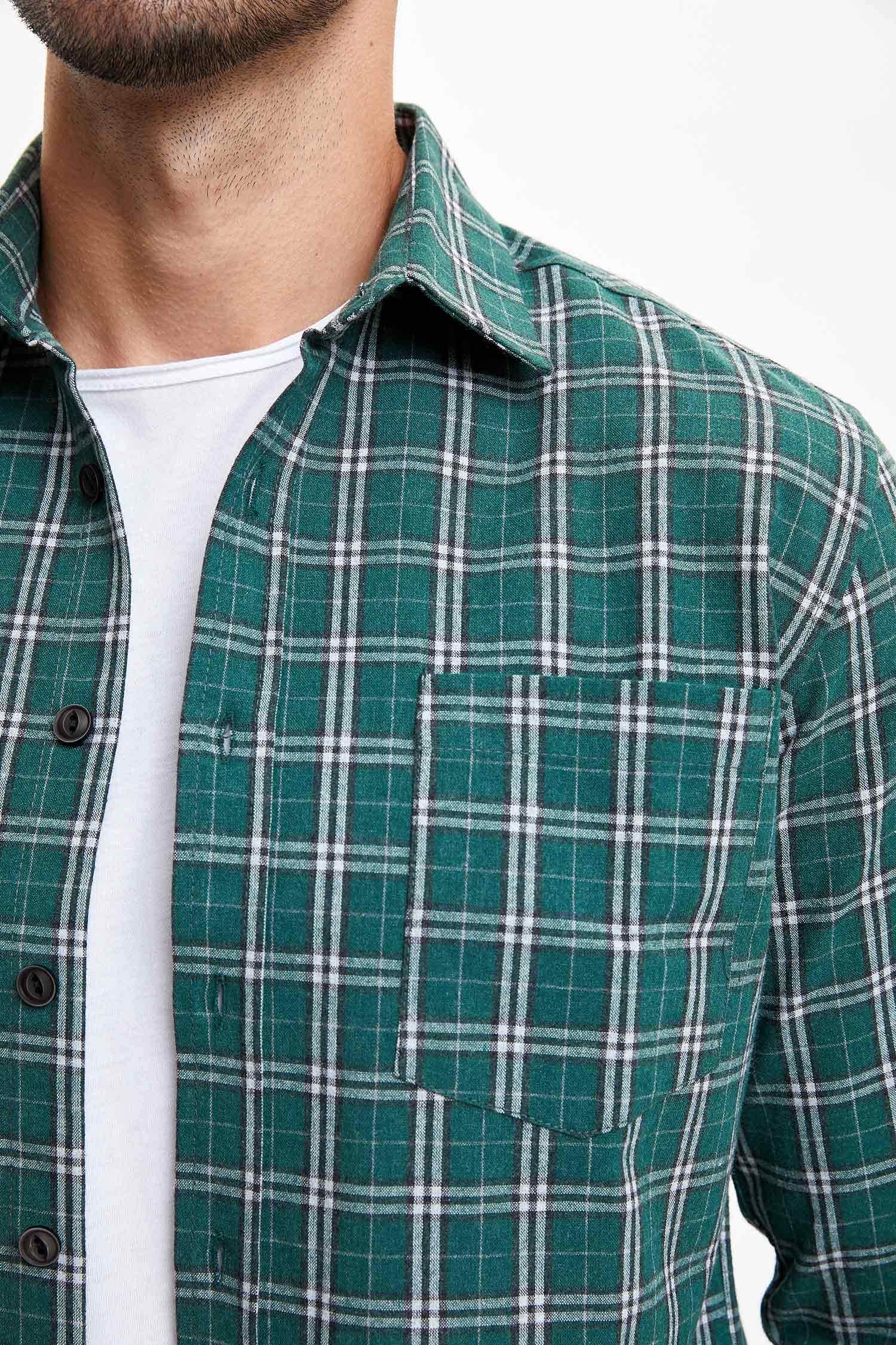 Modern Fit Ekose Desenli Uzun Kollu Oduncu Gömlek