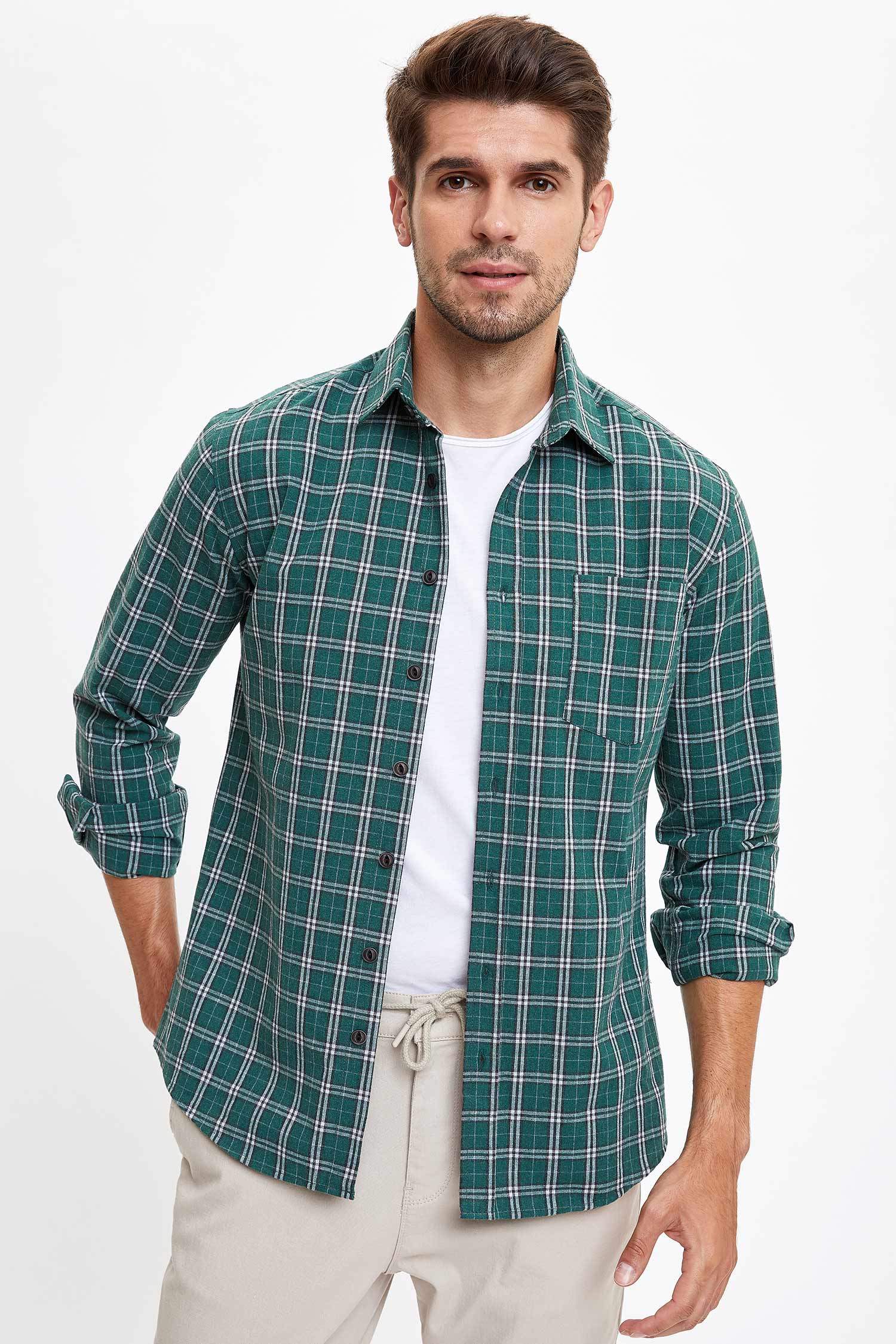 Modern Fit Ekose Desenli Uzun Kollu Oduncu Gömlek