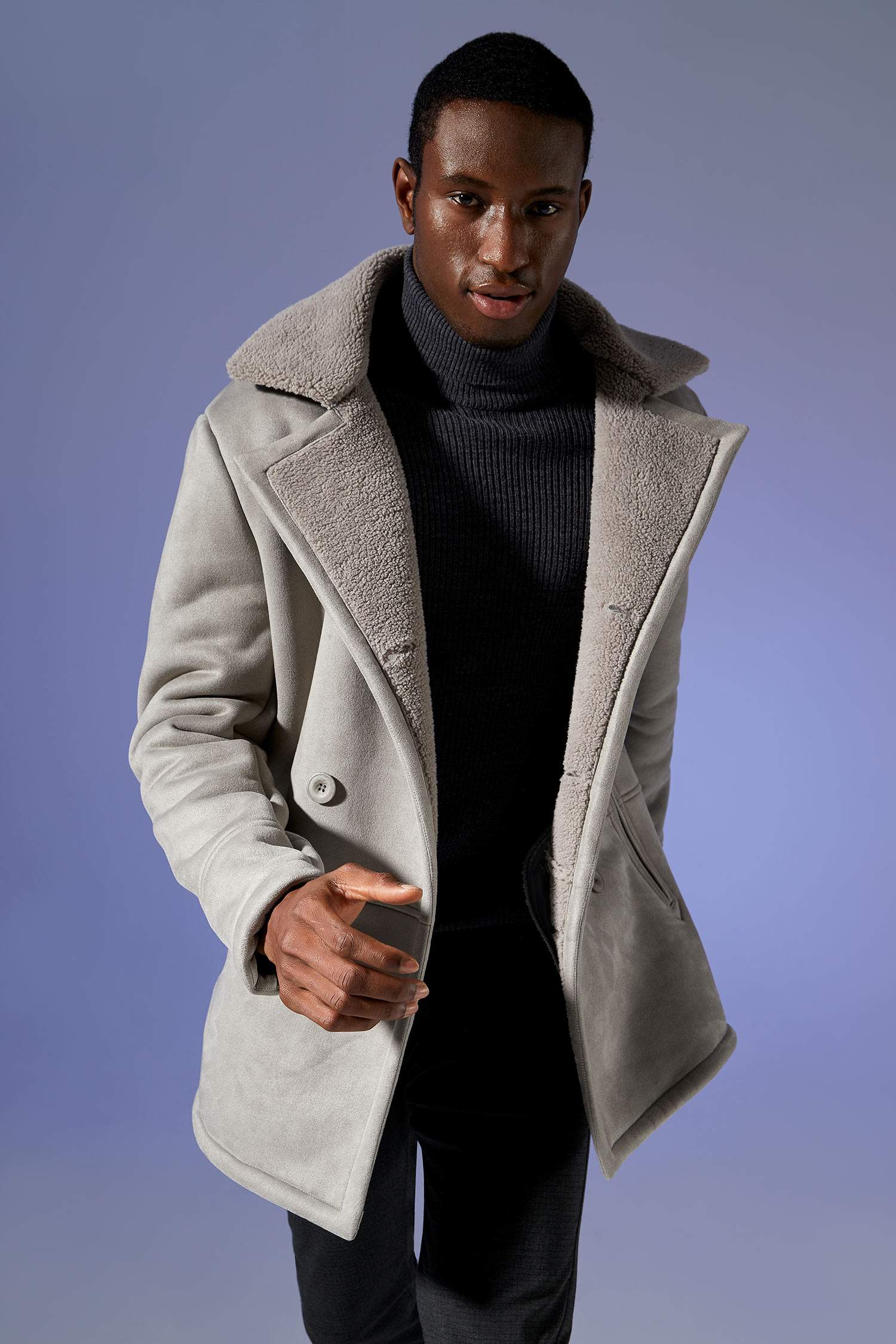 Slim Fit Ceket Yaka Süet Mont
