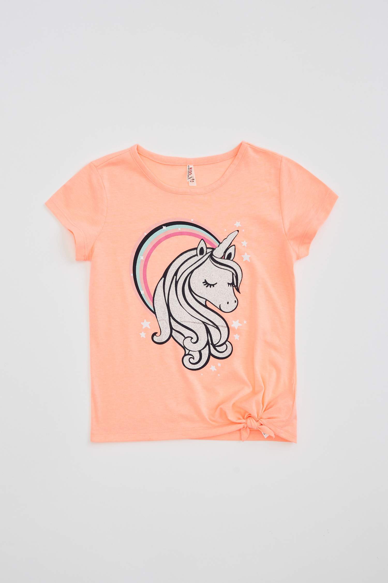 Kız Çocuk Unicorn Baskılı Kısa Kollu Tişört