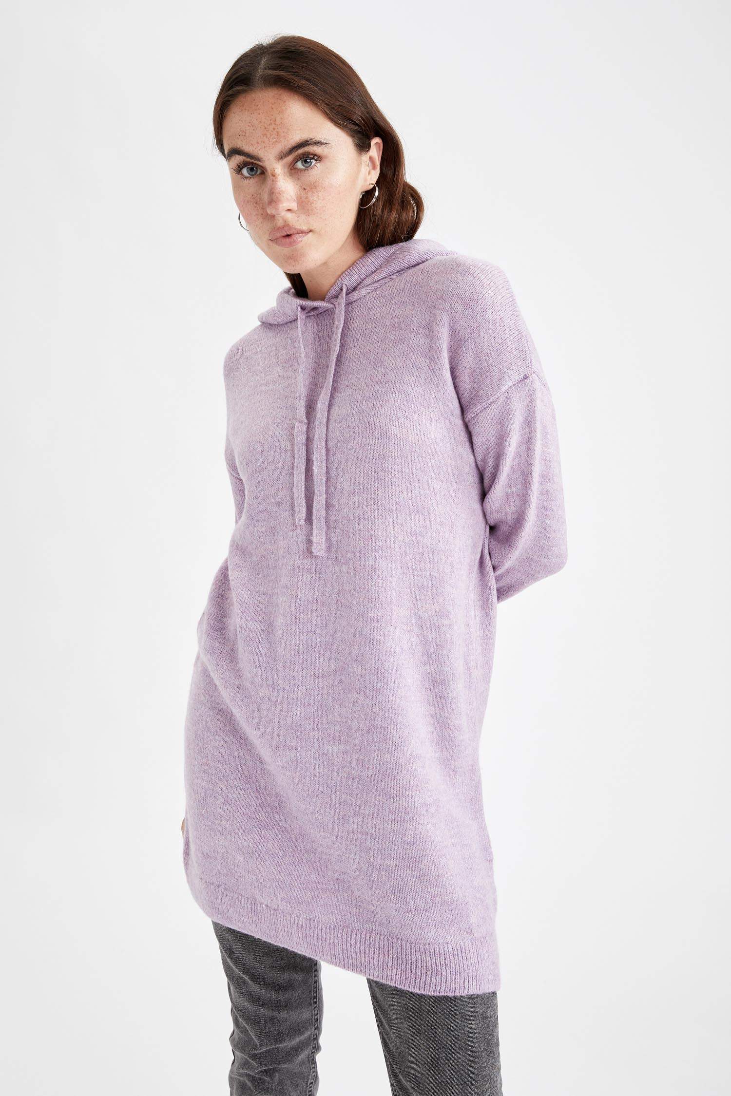 Relax Fit Kapüşonlu Triko Tunik