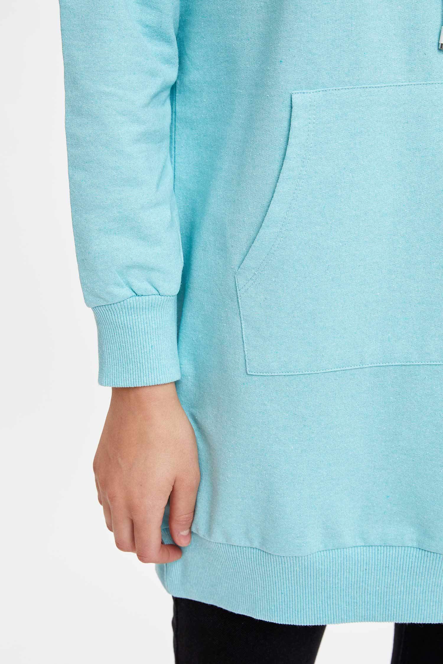 Kapüşonlu Uzun Kollu Sweat Tunik