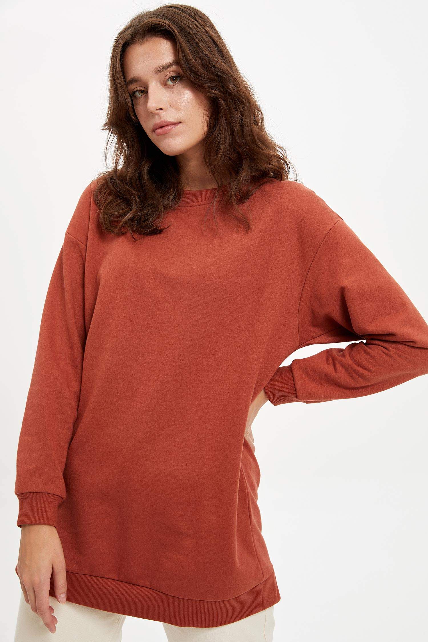 Basic İçi Yumuşak Tüylü Tunik Sweatshirt