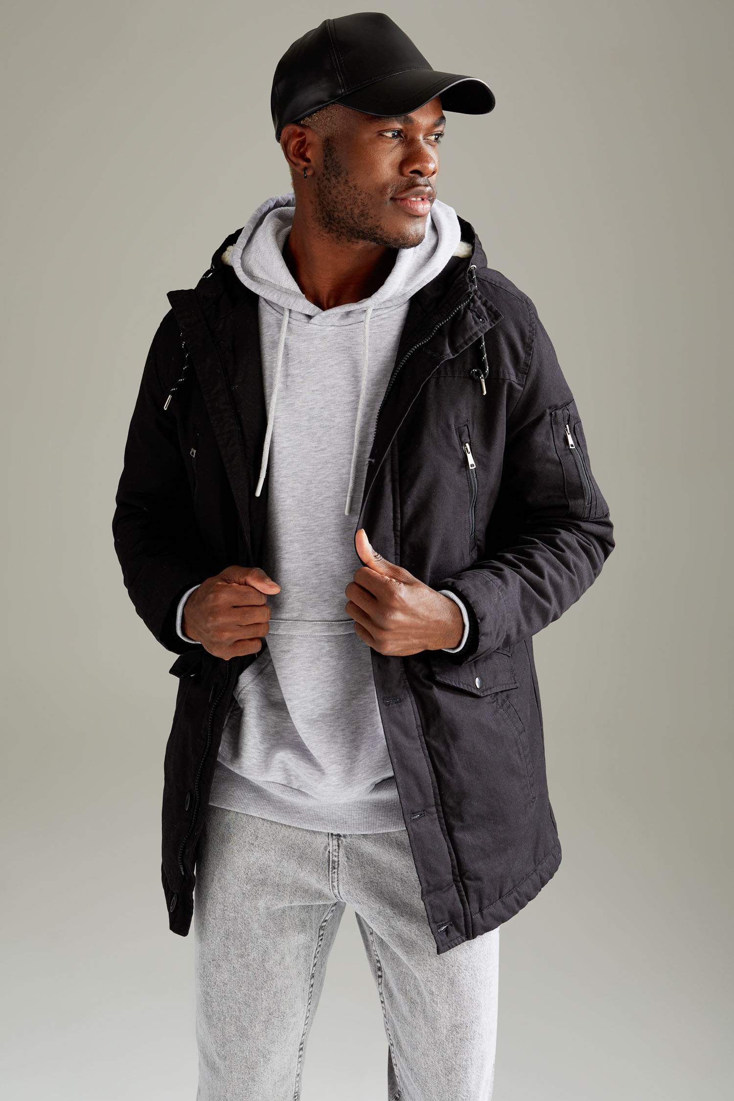Kapüşonlu Slim Fit Pamuklu İçi Yumuşak Tüylü Kalın Parka