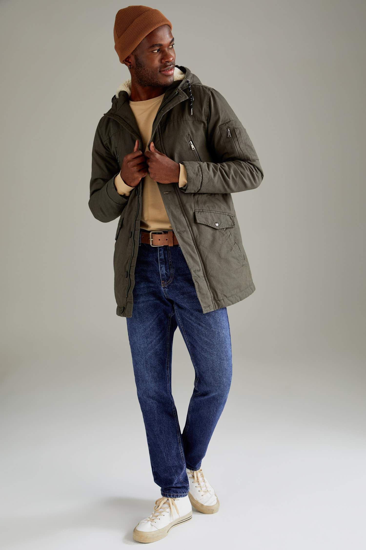 Kapüşonlu Slim Fit Pamuklu İçi Yumuşak Tüylü Kalın Parka