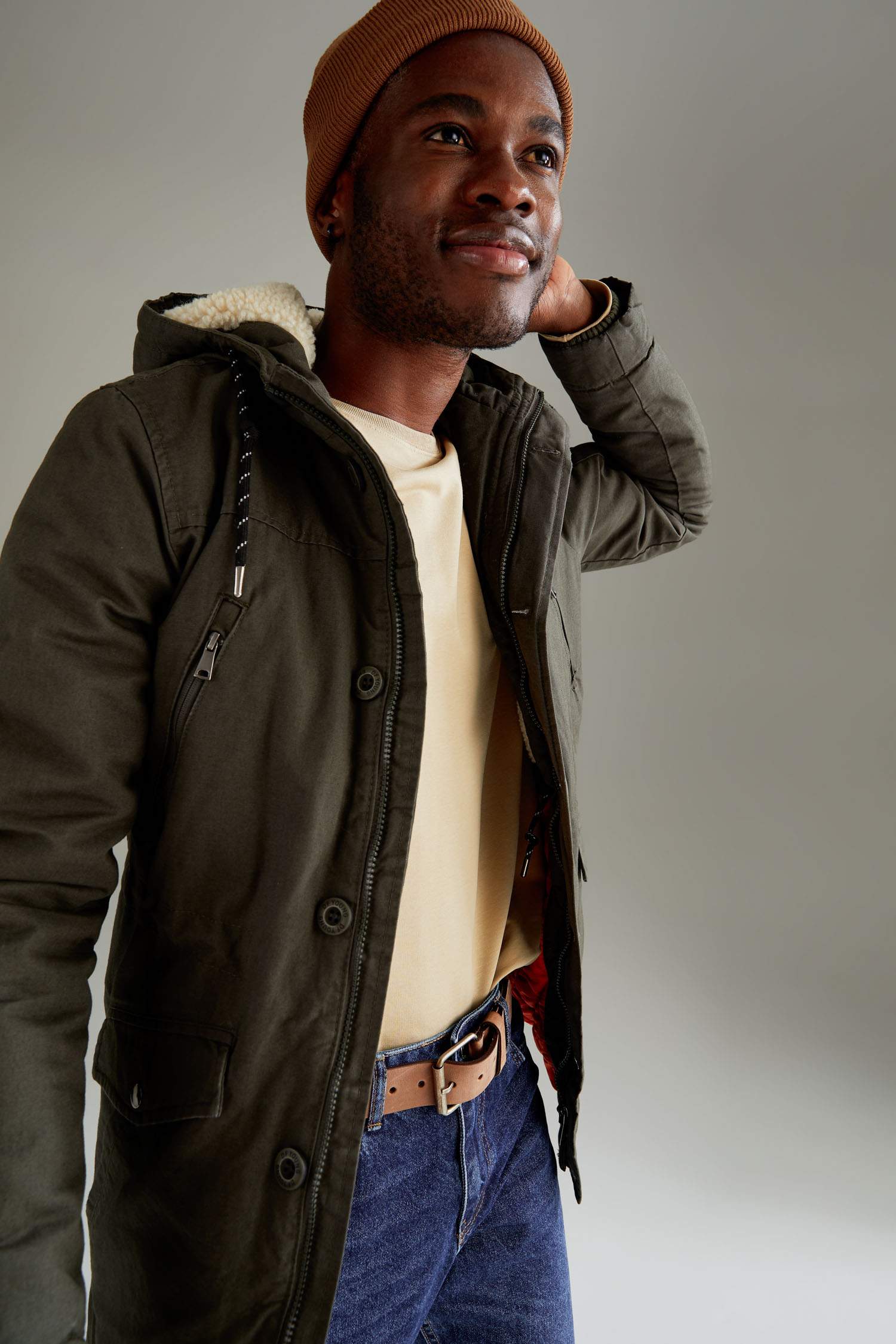 Kapüşonlu Slim Fit Pamuklu İçi Yumuşak Tüylü Kalın Parka