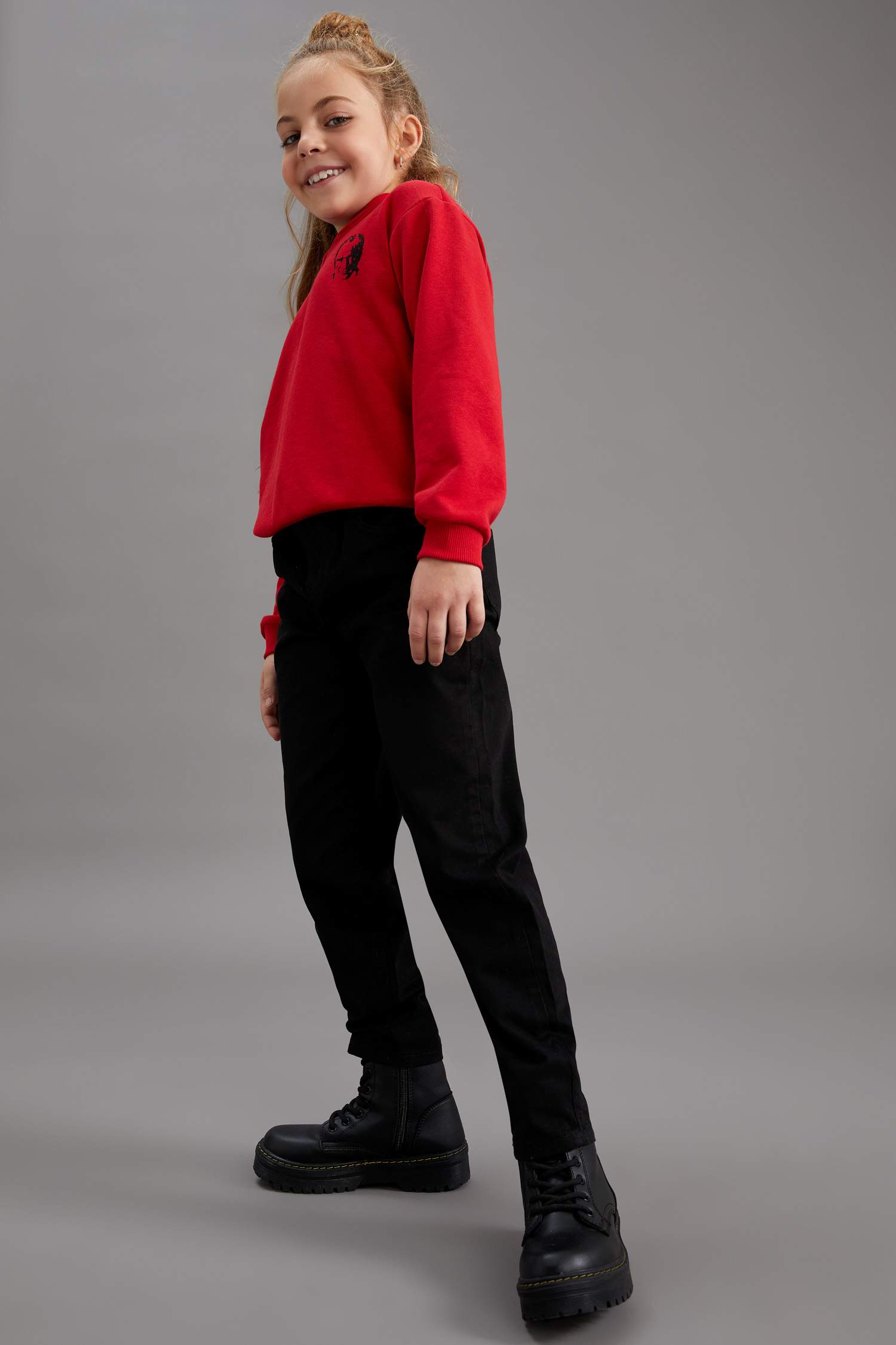 Kız Çocuk Slouchy Fit Paperbag Bel Fit Jean Pantolon