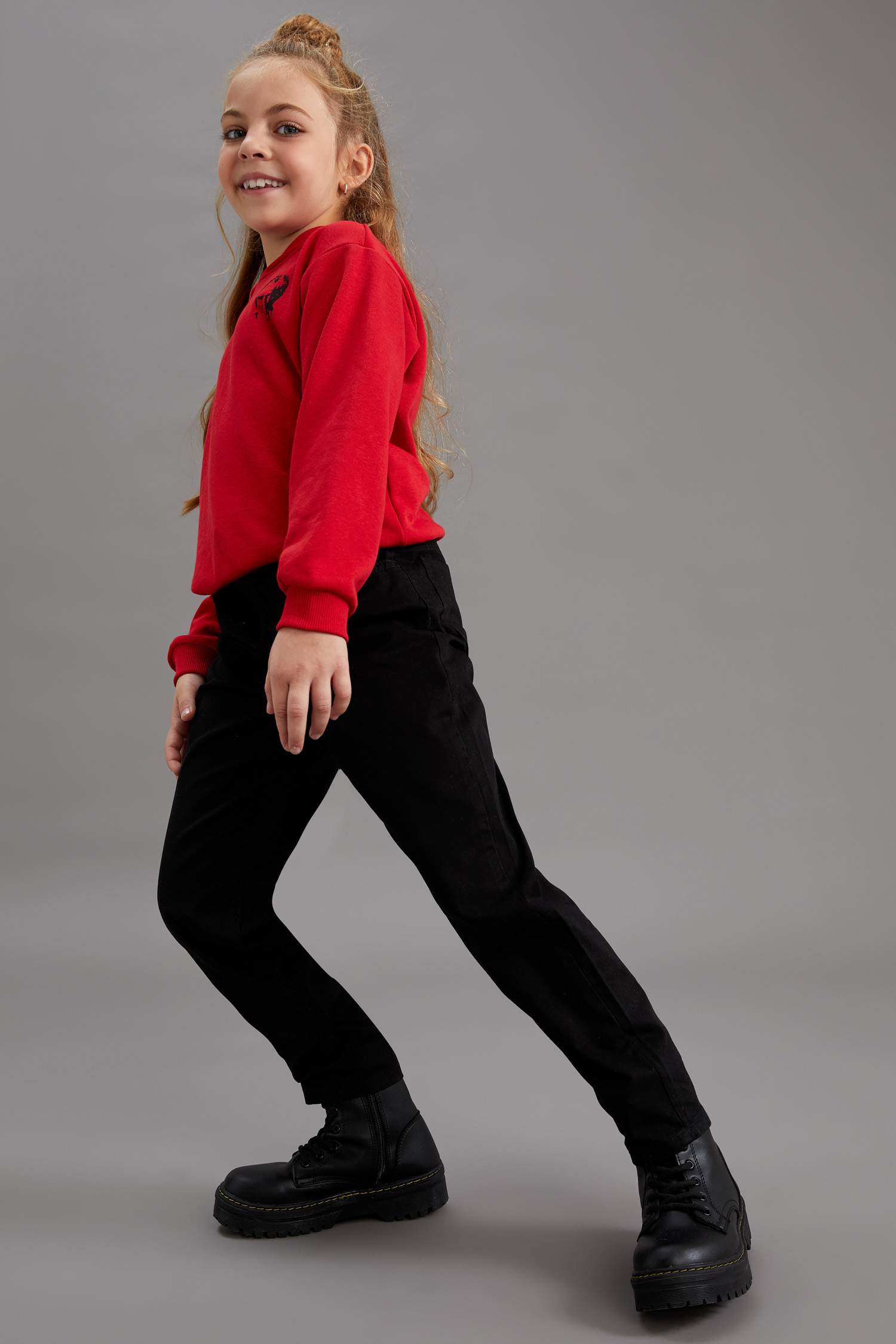 Kız Çocuk Slouchy Fit Paperbag Bel Fit Jean Pantolon