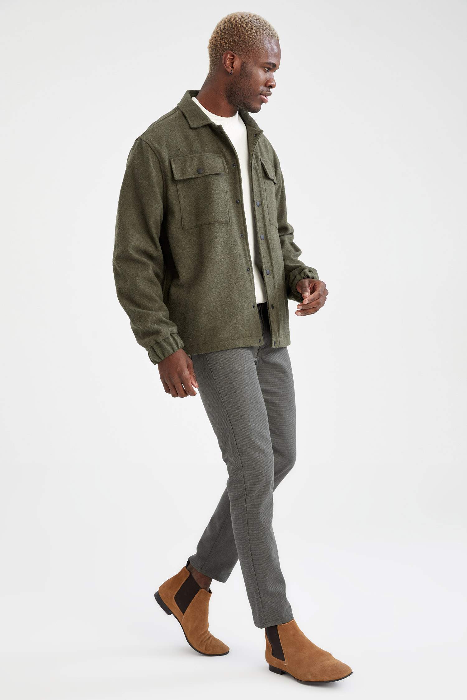 Slim Fit Yün Görünümlü Esnek Pantolon