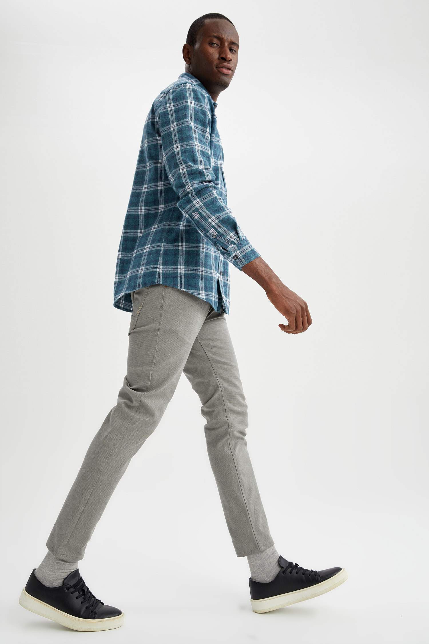 Slim Fit Yün Görünümlü Esnek Pantolon