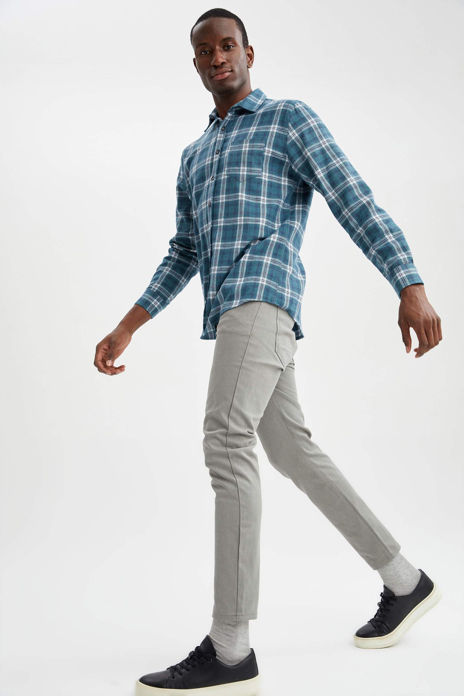 Slim Fit Yün Görünümlü Esnek Pantolon