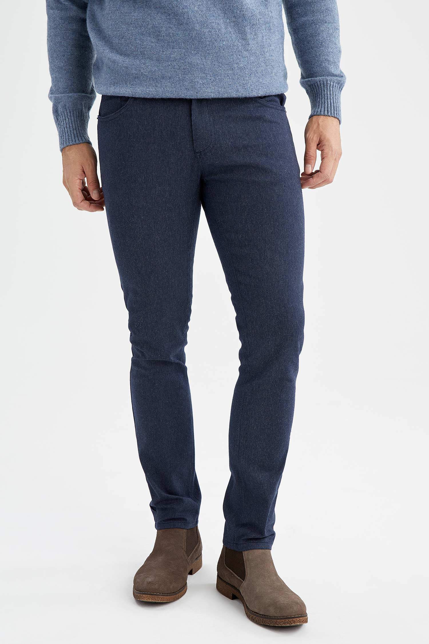 Slim Fit Yün Görünümlü Esnek Pantolon