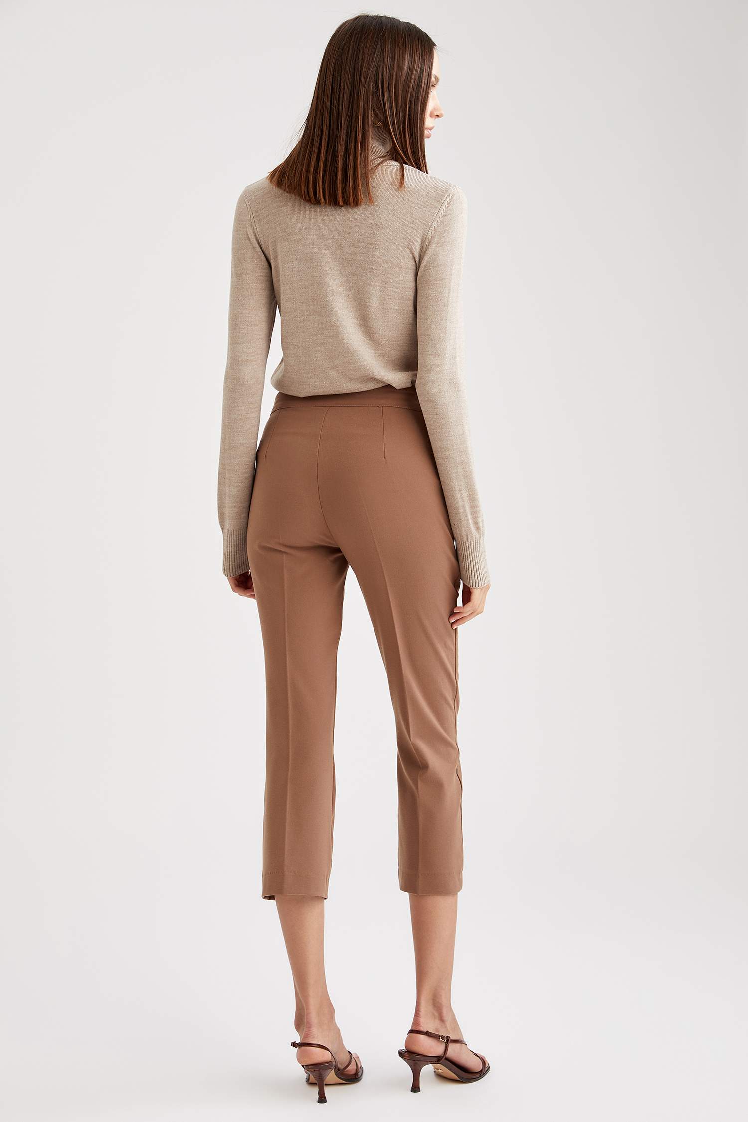 Basic Yüksek Belli Crop Dokuma Pantolon