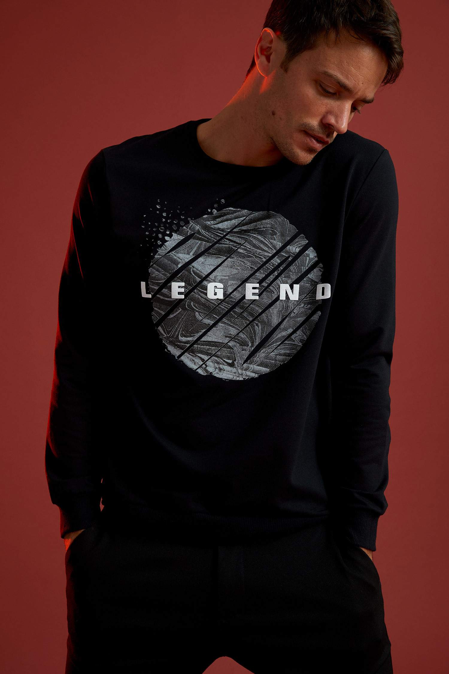 Regular Fit Bisiklet Yaka Uzun Kollu Sweatshirt