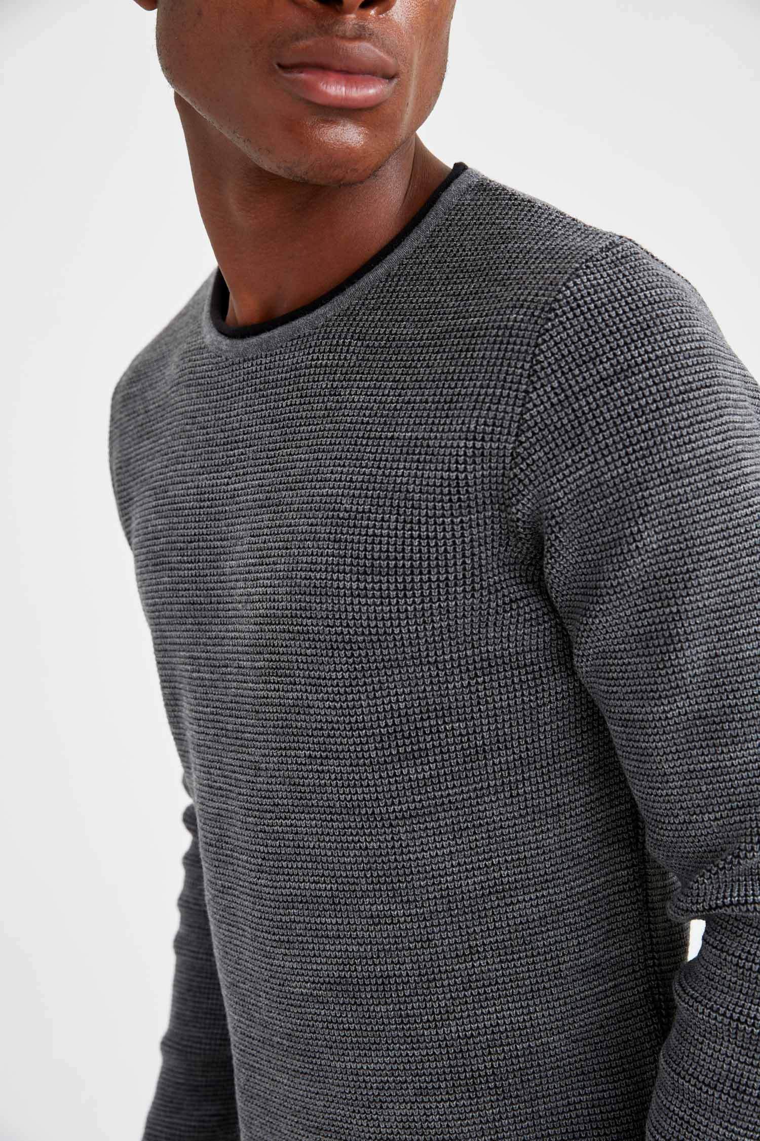 Slim Fit Bisiklet Yaka Triko Kazak