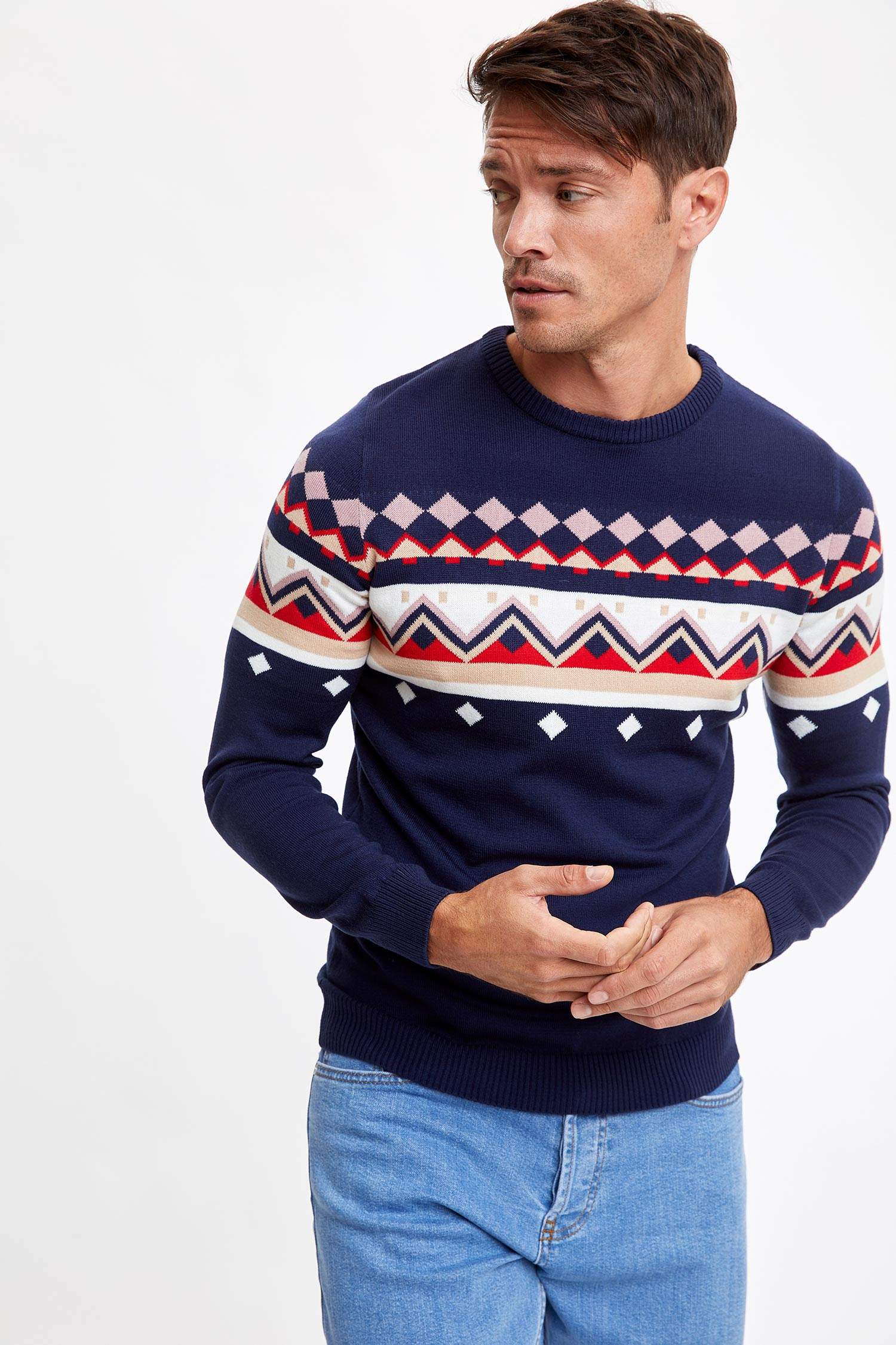 Slim Fit Bisiklet Yaka Triko Kazak
