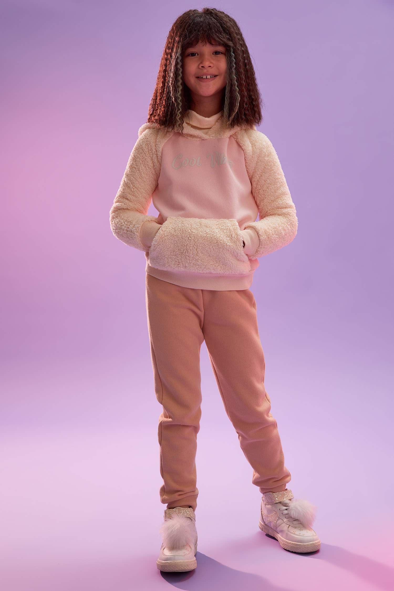 Kız Çocuk Kapüşonlu Peluş Sweatshirt