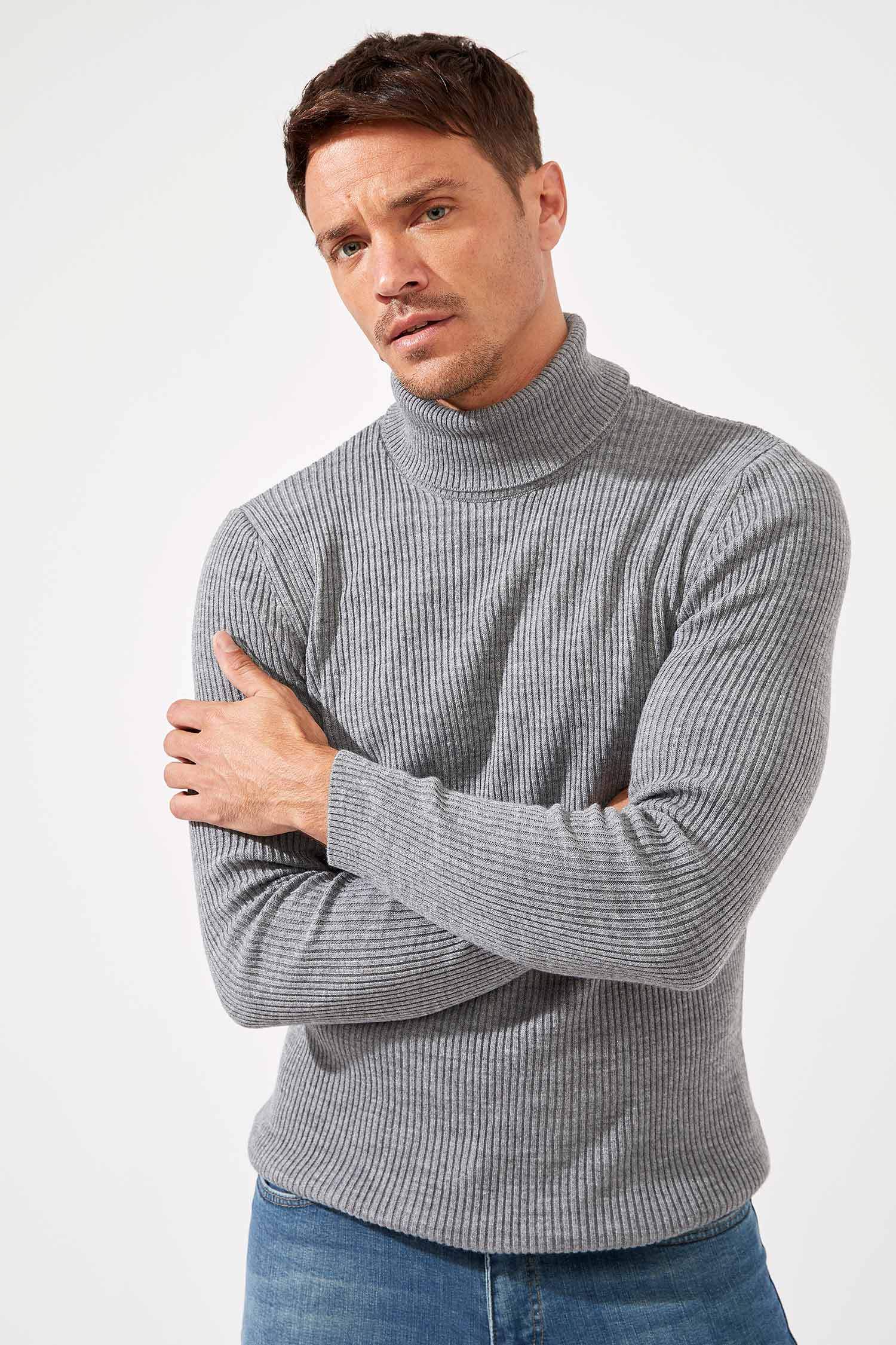 Slim Fit Balıkçı Yaka Triko Kazak