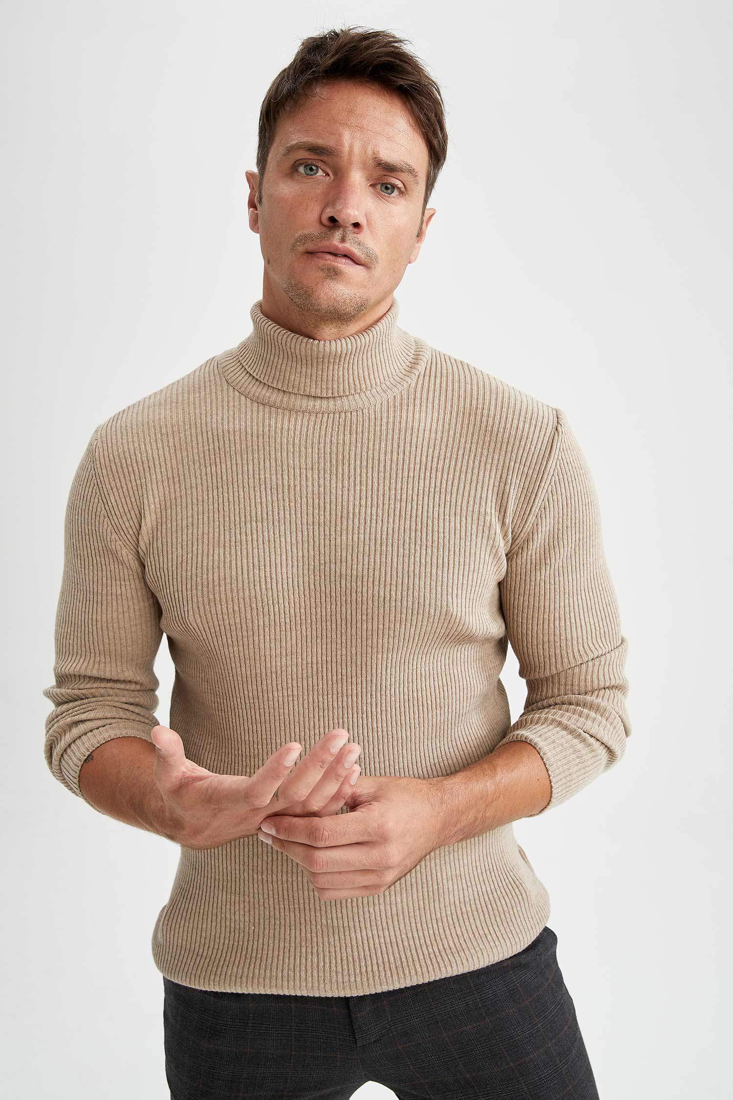 Slim Fit Balıkçı Yaka Triko Kazak