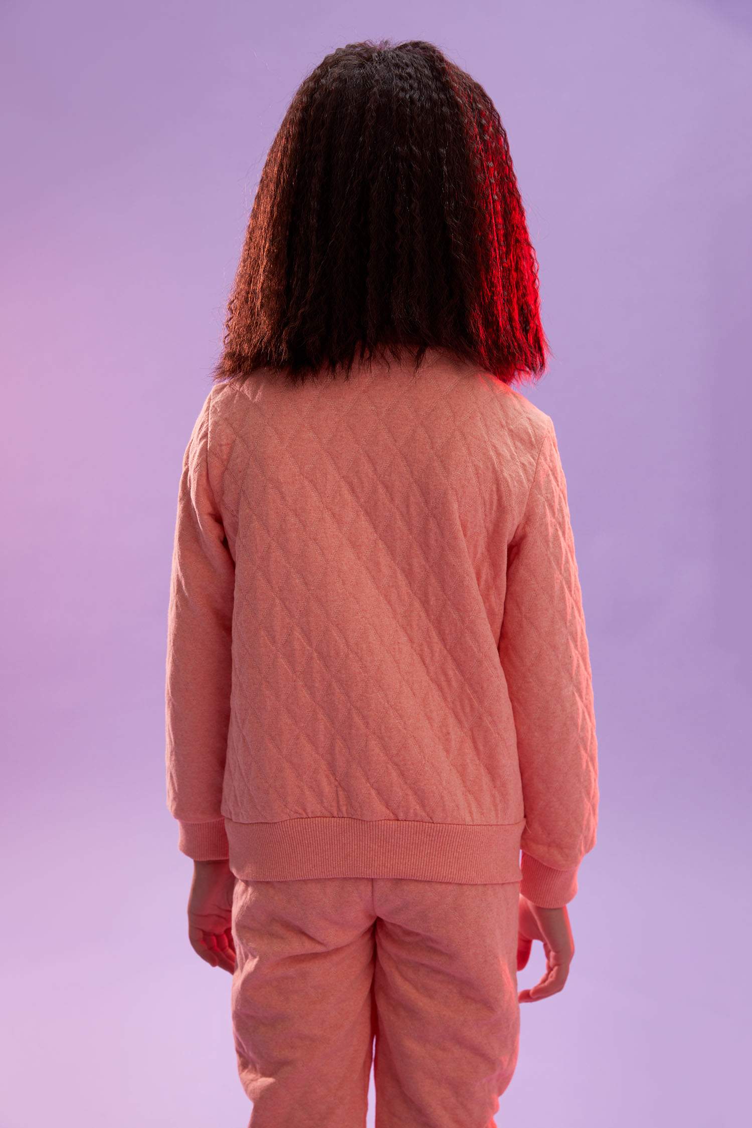 Kız Çocuk Bisiklet Yaka Kedi Baskılı Kapitoneli Isı Yalıtımlı Warmtech Sweatshirt