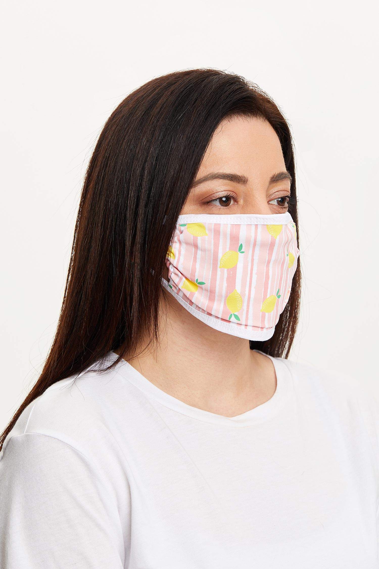 Limon Baskılı Yıkanabilir Pamuklu Maske
