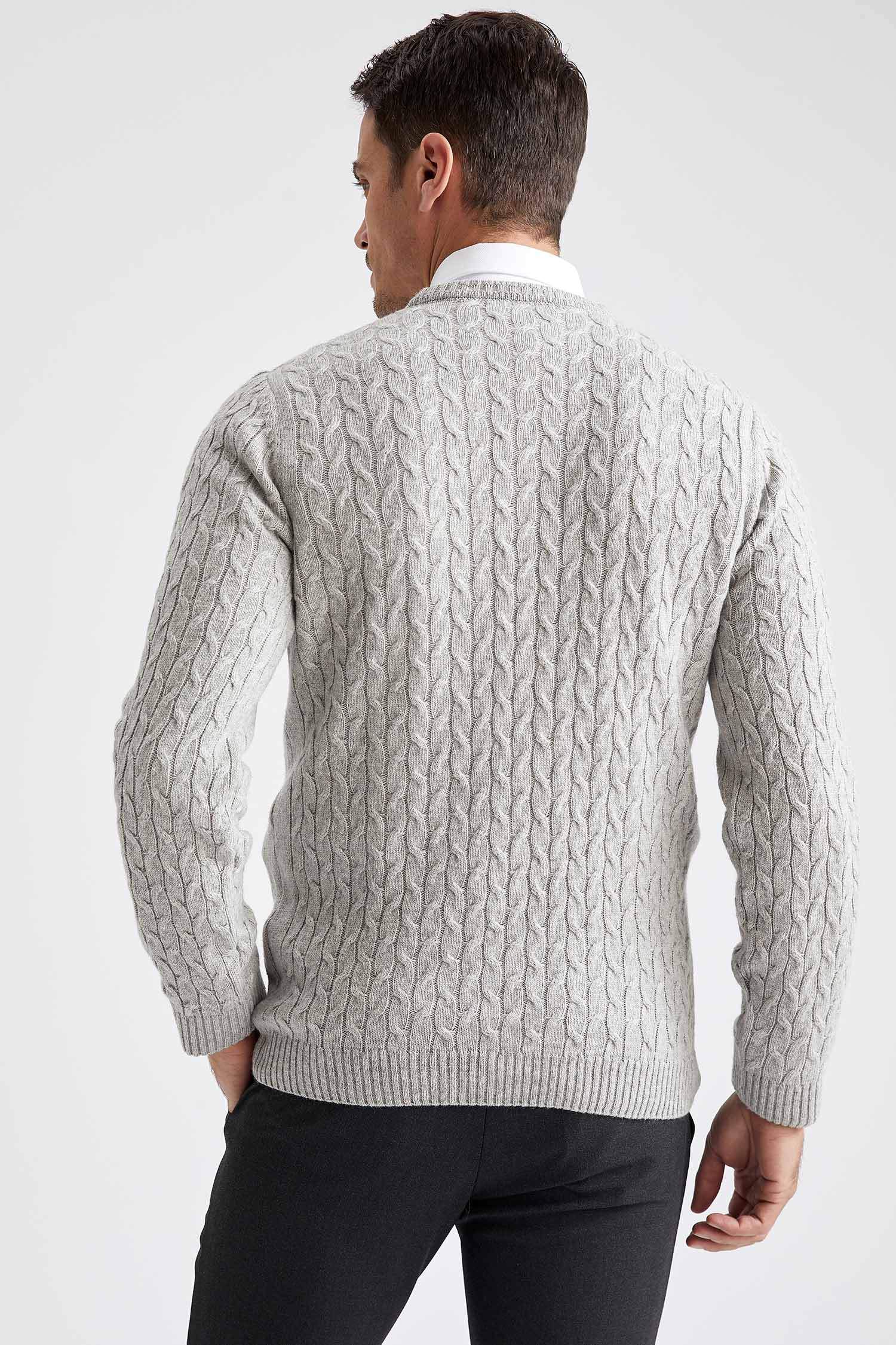 Slim Fit Bisiklet Yaka Triko Kazak
