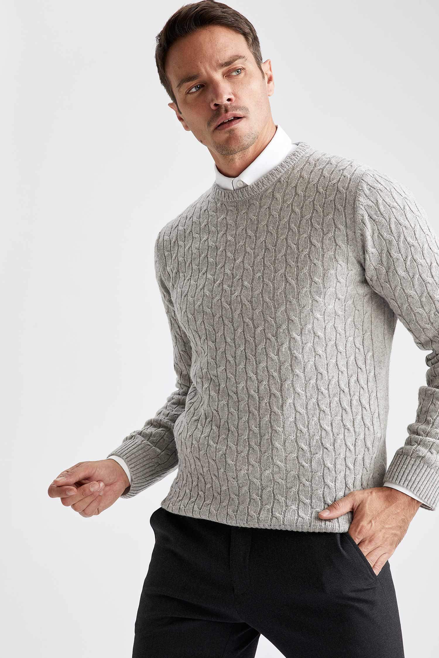 Slim Fit Bisiklet Yaka Triko Kazak