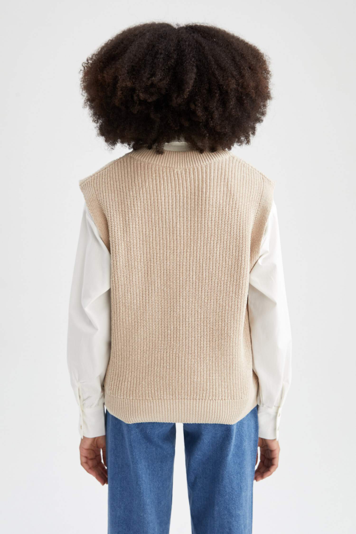 Oversize Fit V Yaka Süveter