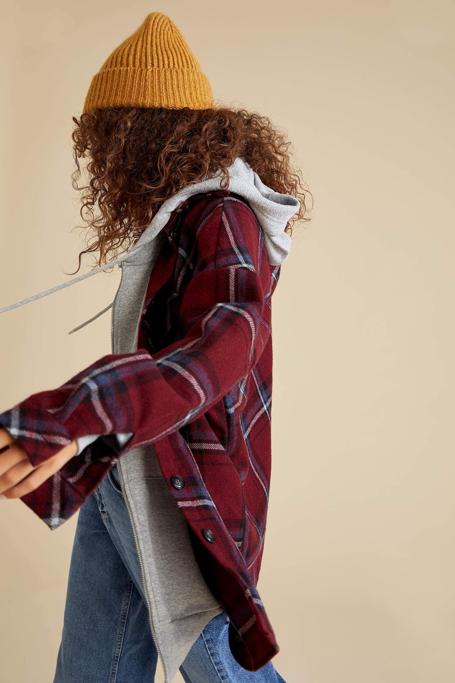 Relax Fit Ekose Desenli Cep Detaylı Geri Dönüşümlü Flanel Oduncu Gömlek Tunik