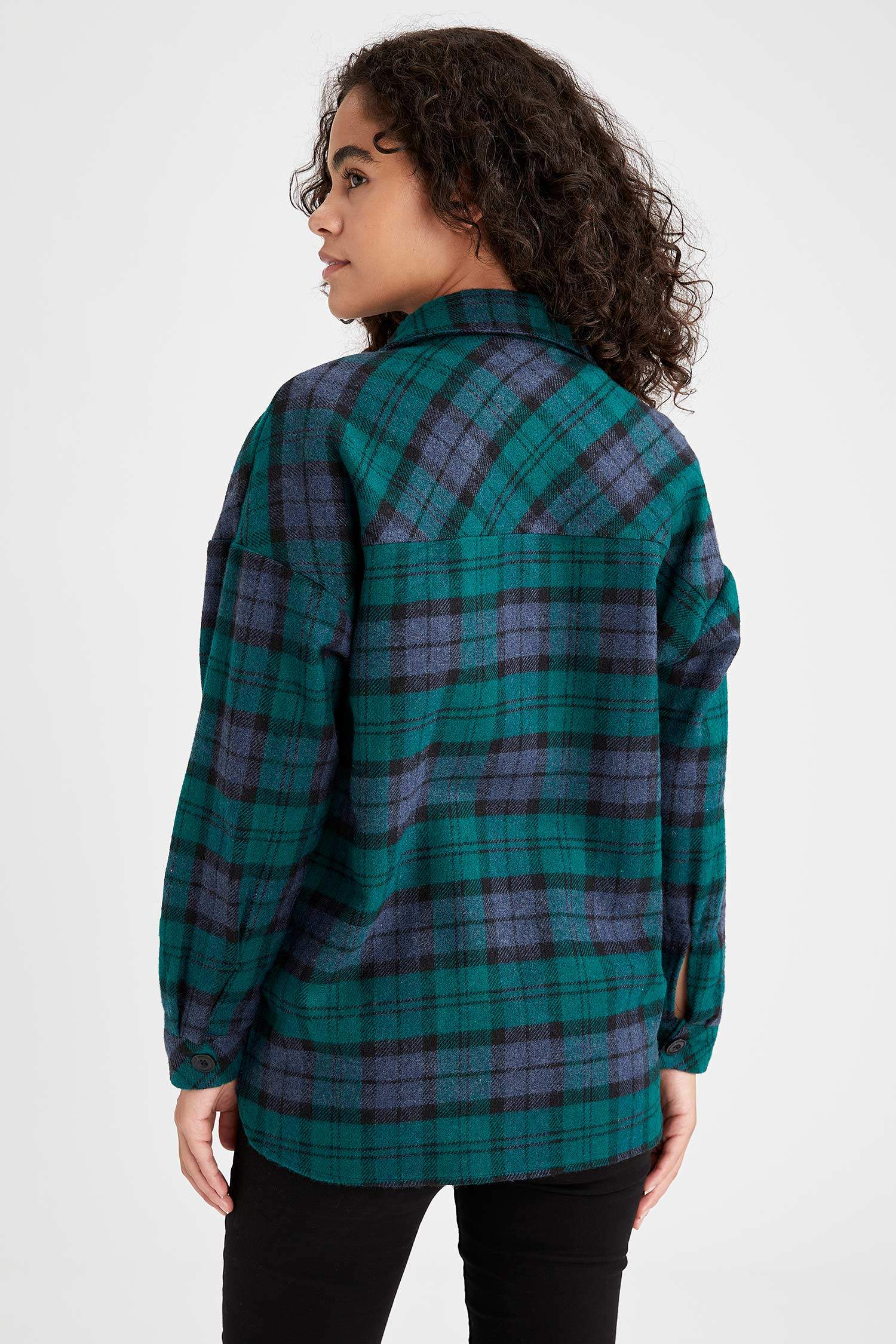 Retro Ekoseli Relax Fit Cep Detaylı Flanel Oduncu Gömlek Tunik