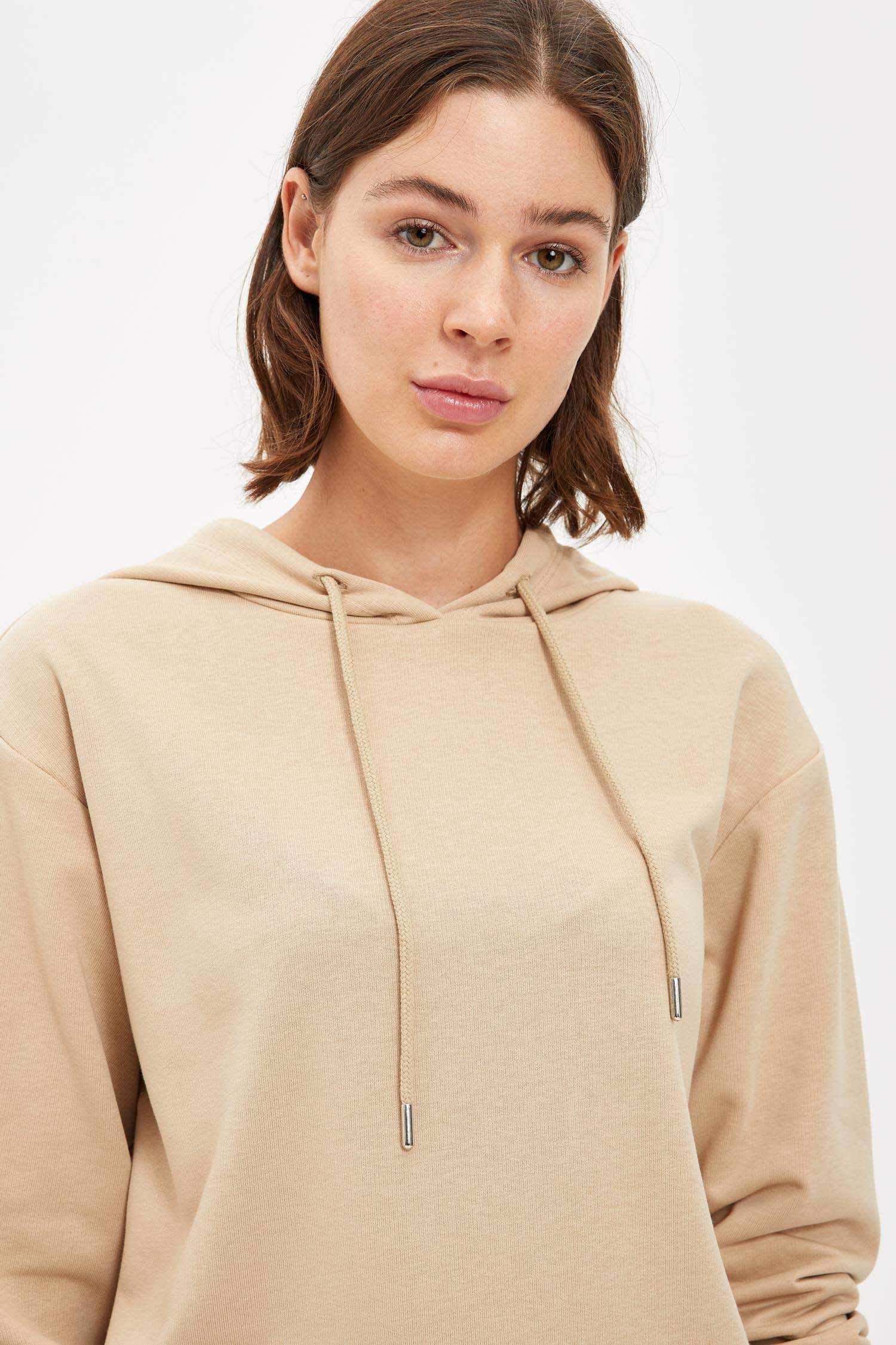 Kapüşonlu Relax Fit Basic Sweatshirt