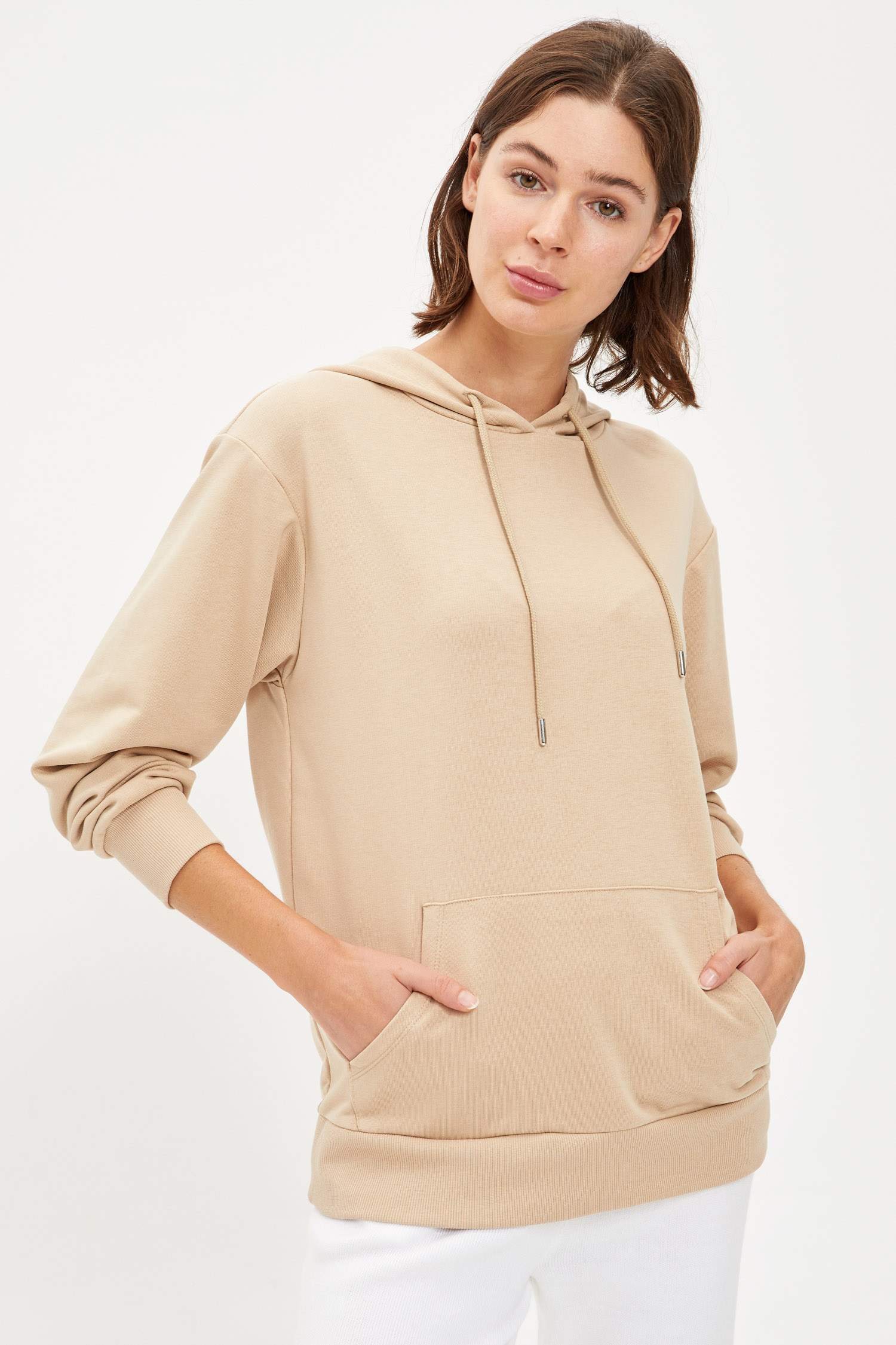 Kapüşonlu Relax Fit Basic Sweatshirt