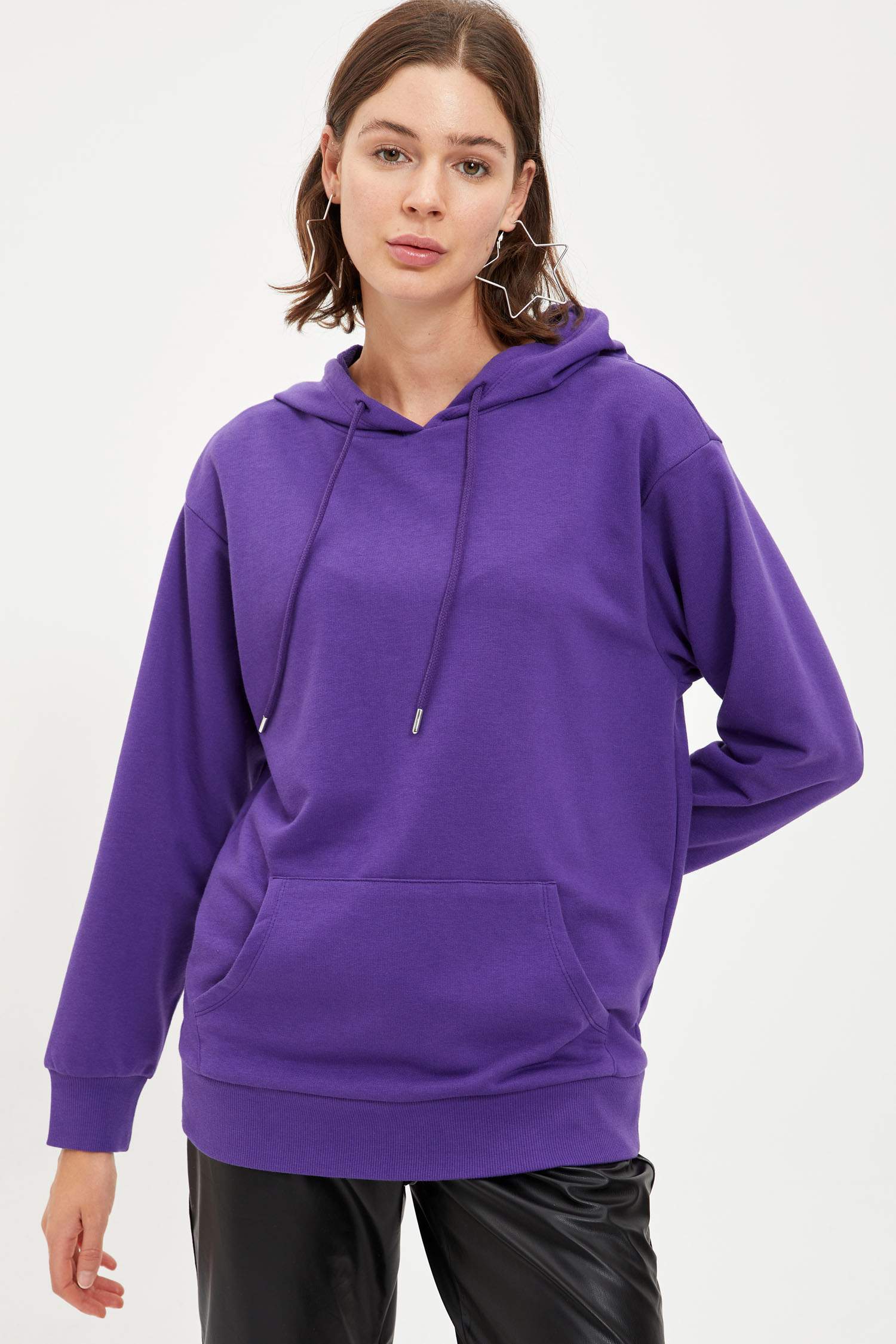 Kapüşonlu Relax Fit Basic Sweatshirt