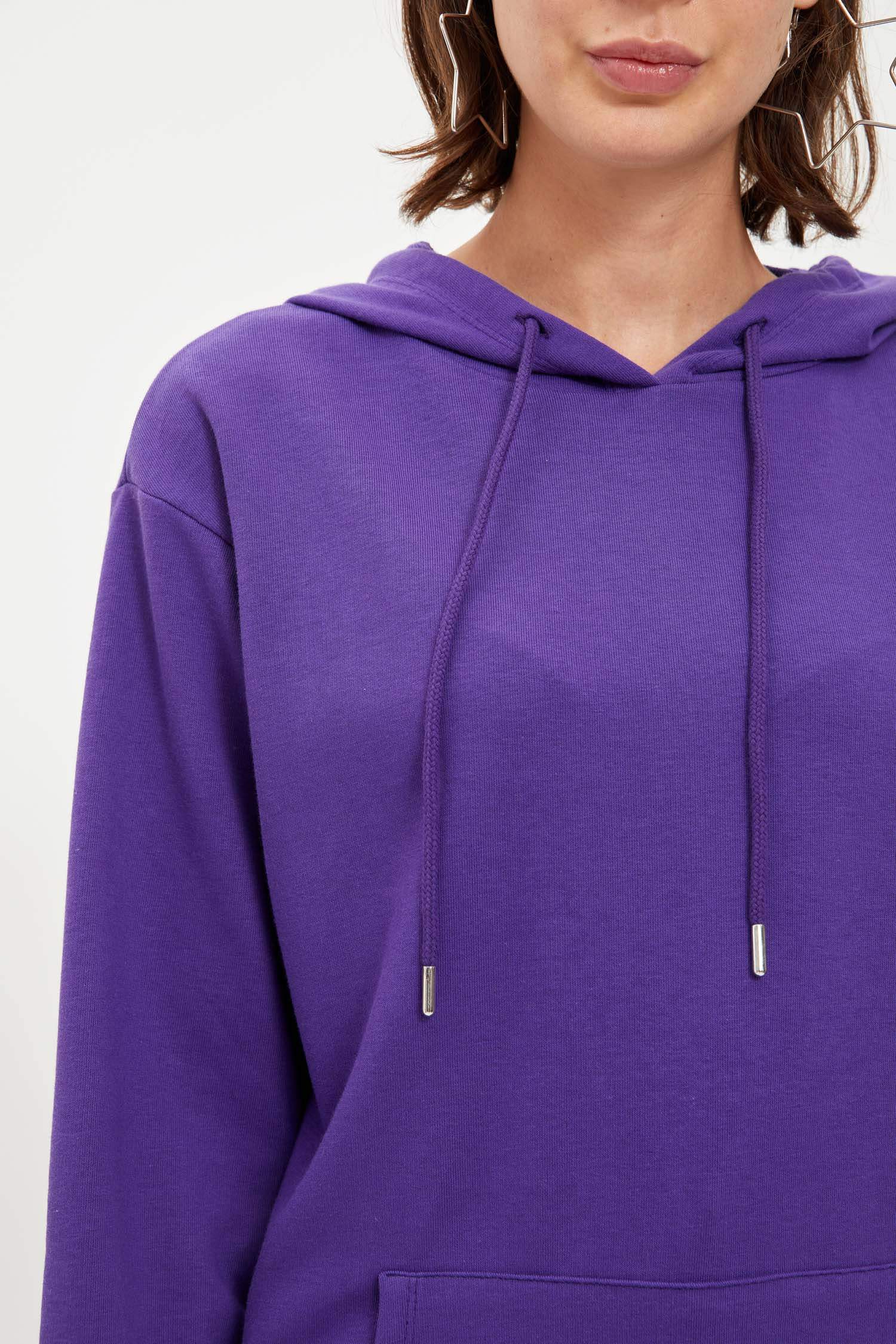 Kapüşonlu Relax Fit Basic Sweatshirt