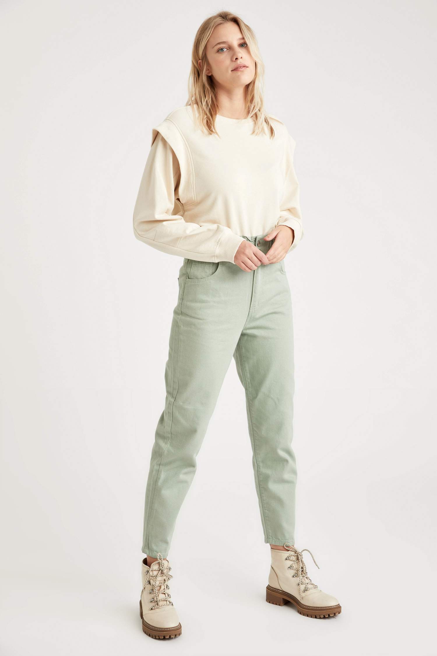 Beli Lastikli Slouchy Pantolon