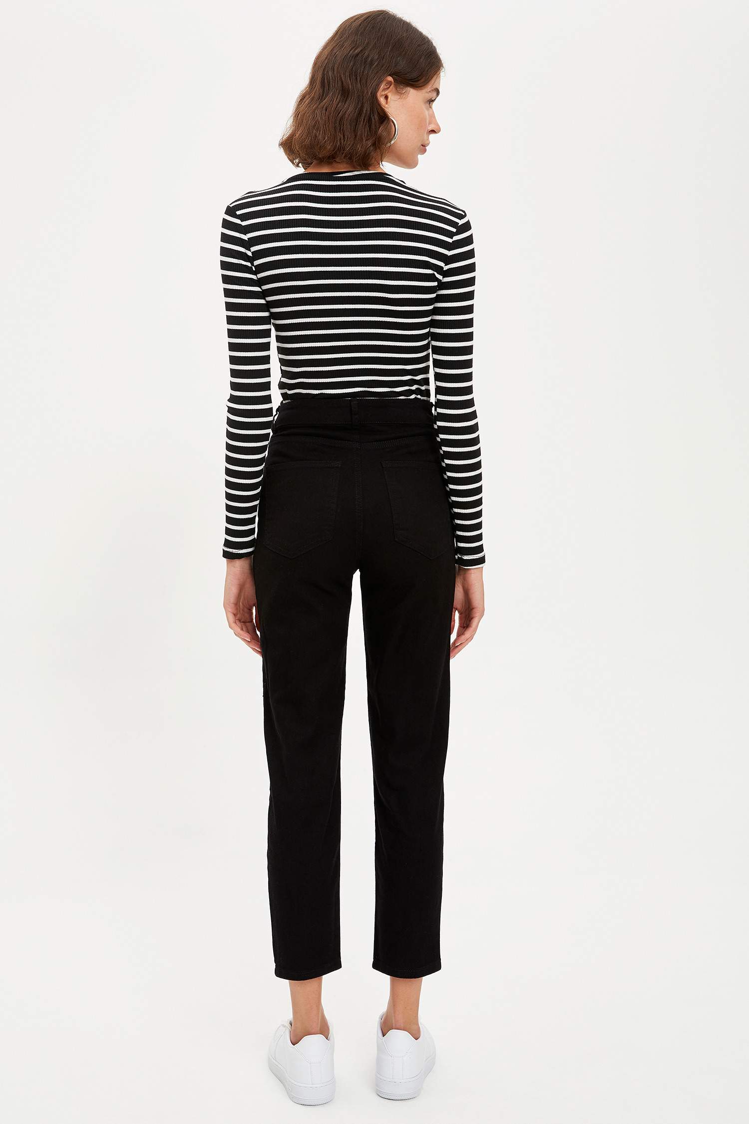 Dokuma Yüksek Belli Slim Fit Pantolon